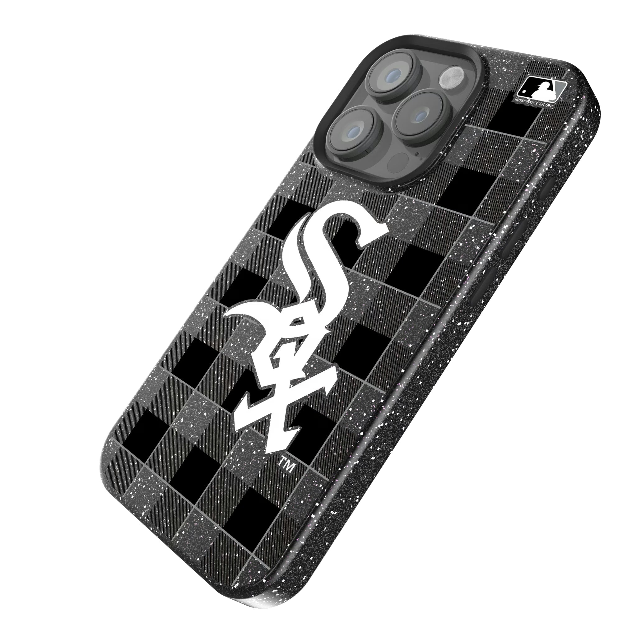 Chicago White Sox Plaid iPhone Bling Phone Case for Apple iPhone - Isometric View