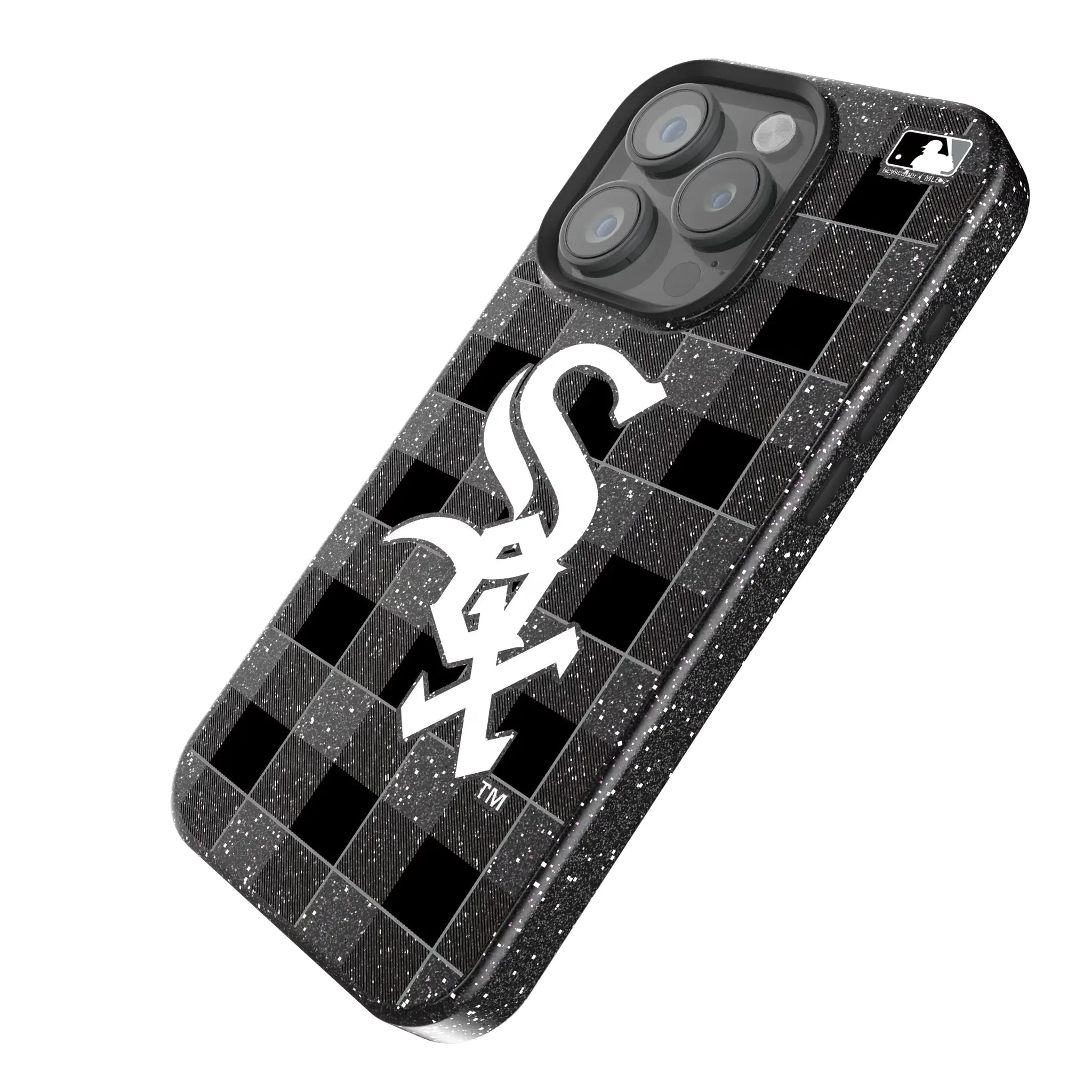 Chicago White Sox Plaid iPhone Bling Phone Case for Apple iPhone - Isometric View