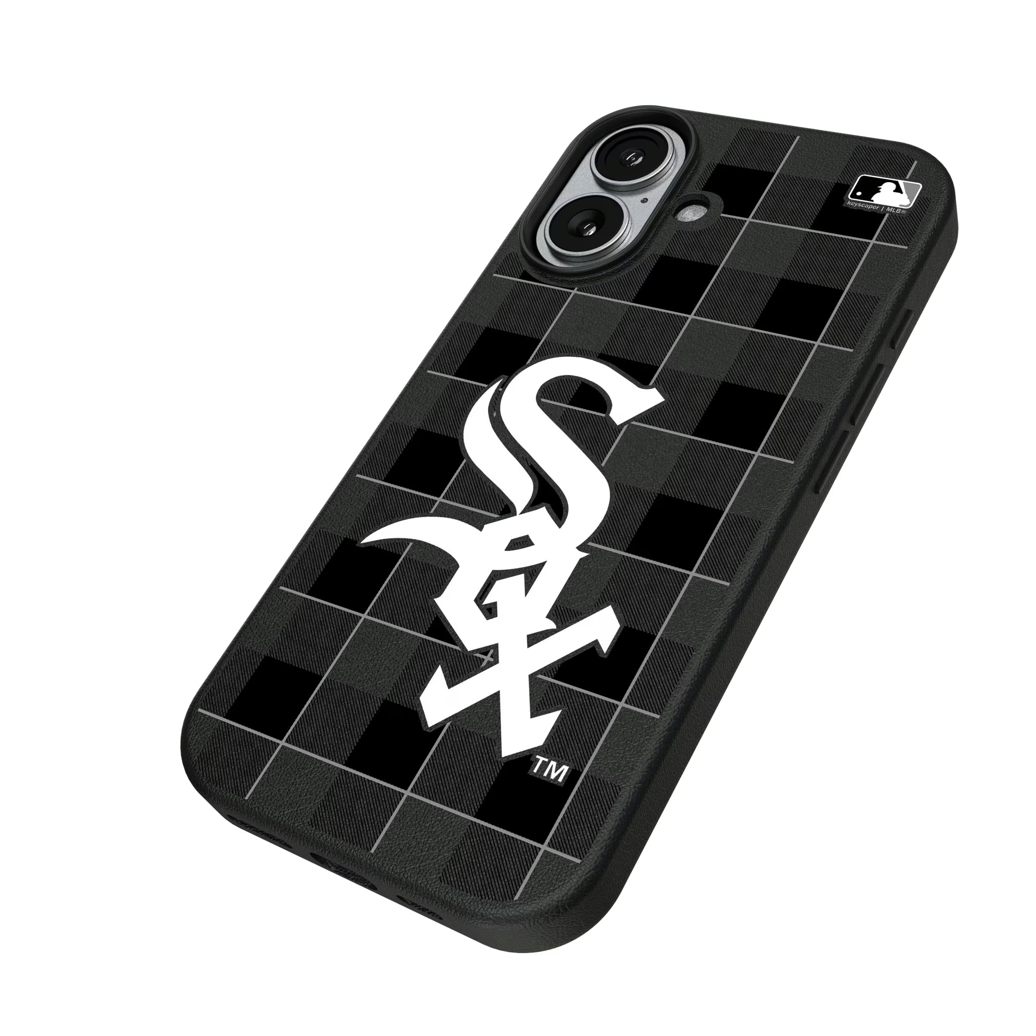 Chicago White Sox Plaid iPhone MagSafe Compatible Phone Case for Apple iPhone - Isometric View#Device_iPhone 17