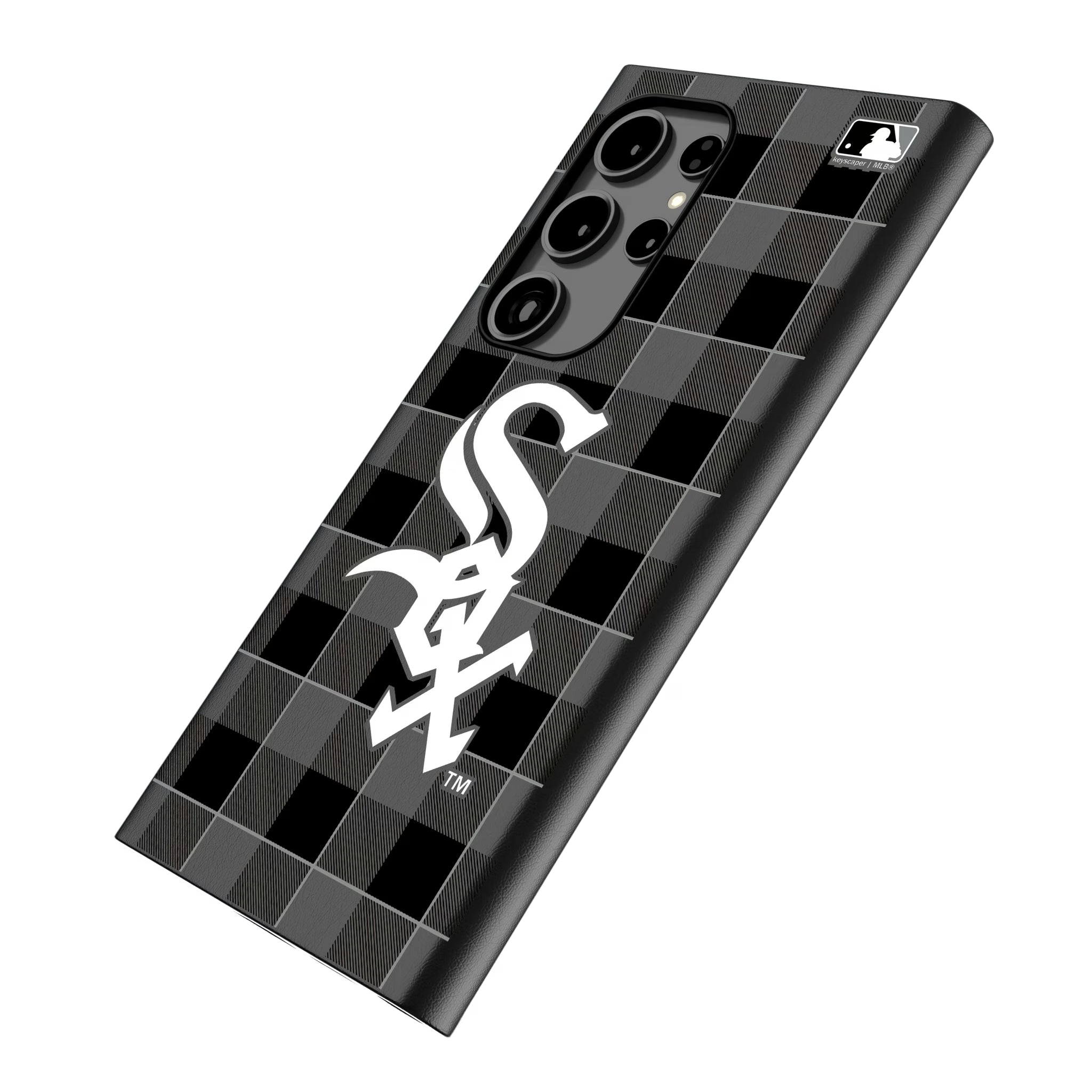 Chicago White Sox Plaid Galaxy MagSafe Compatible Phone Case for Samsung Galaxy - Isometric View