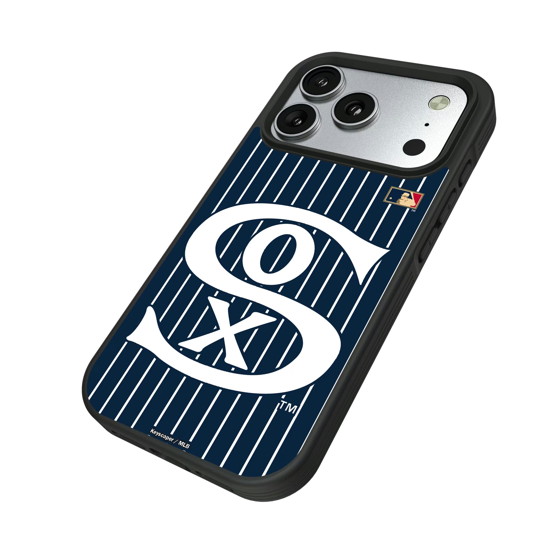 Chicago White Sox Road 1919-1921 - Cooperstown Collection Pinstripe iPhone Bump Phone Case for Apple iPhone - Isometric View#Device_iPhone 17 Pro