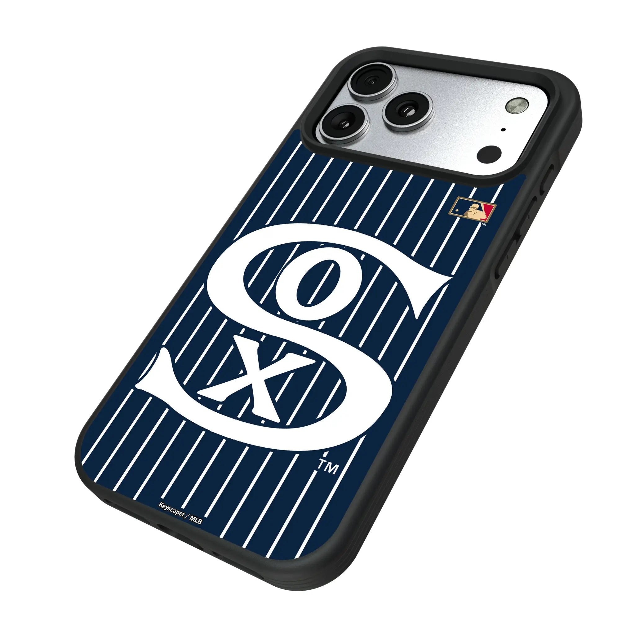 Chicago White Sox Road 1919-1921 - Cooperstown Collection Pinstripe iPhone Bump Phone Case for Apple iPhone - Isometric View#Device_iPhone 17 Pro Max
