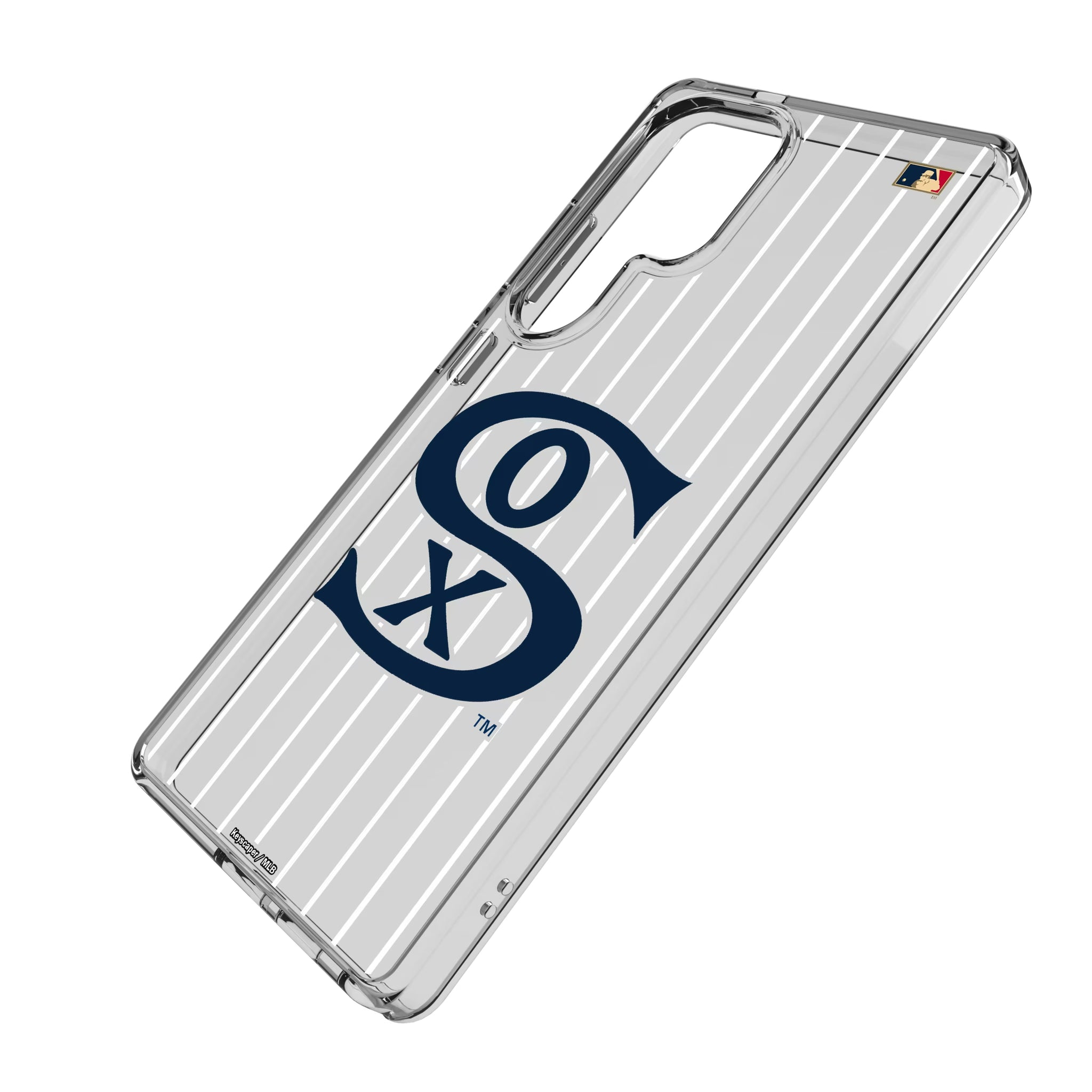 Chicago White Sox Road 1919-1921 - Cooperstown Collection Pinstripe Galaxy Clear Phone Case for Samsung Galaxy - Isometric View