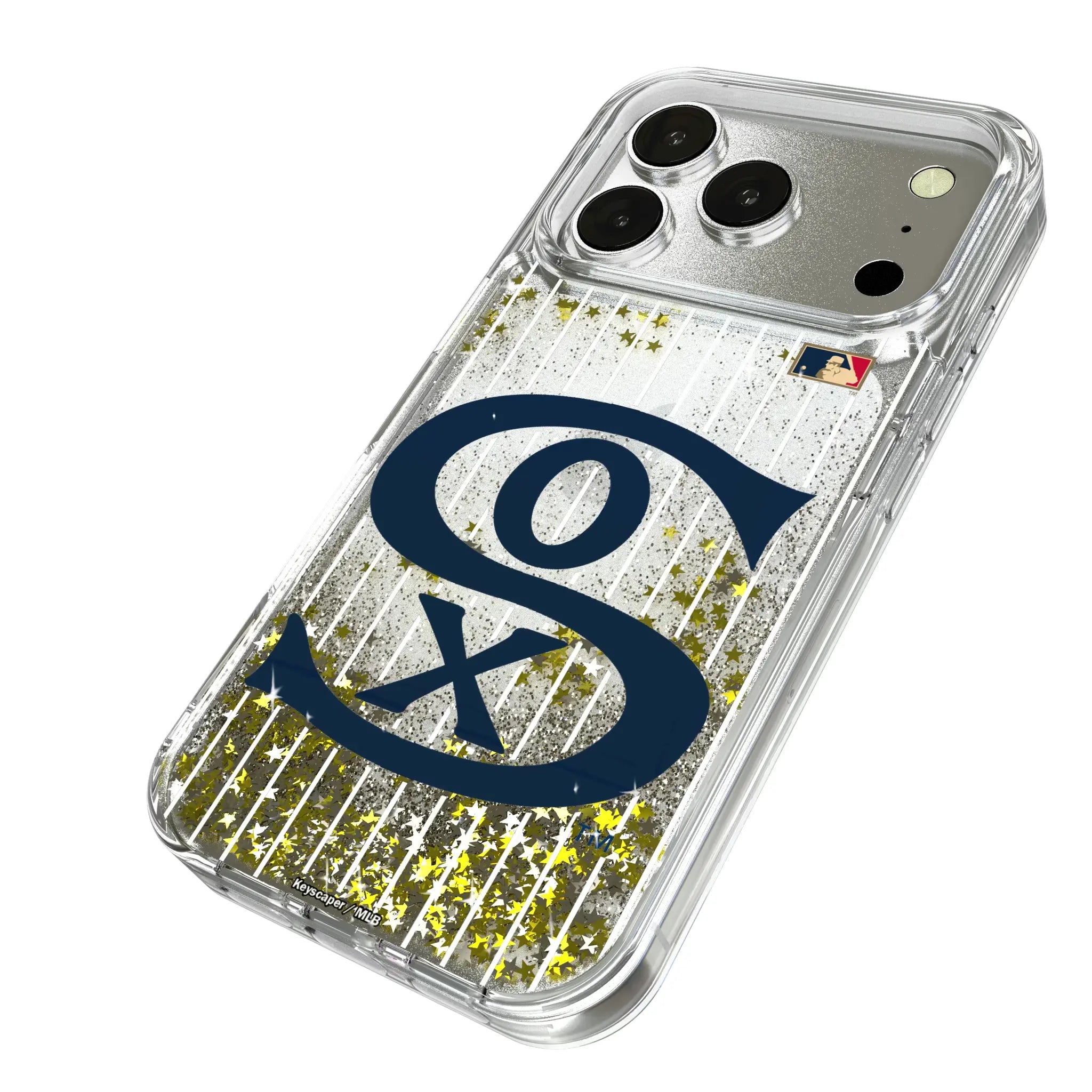 Chicago White Sox Road 1919-1921 - Cooperstown Collection Pinstripe iPhone Glitter Phone Case for Apple iPhone - Isometric View