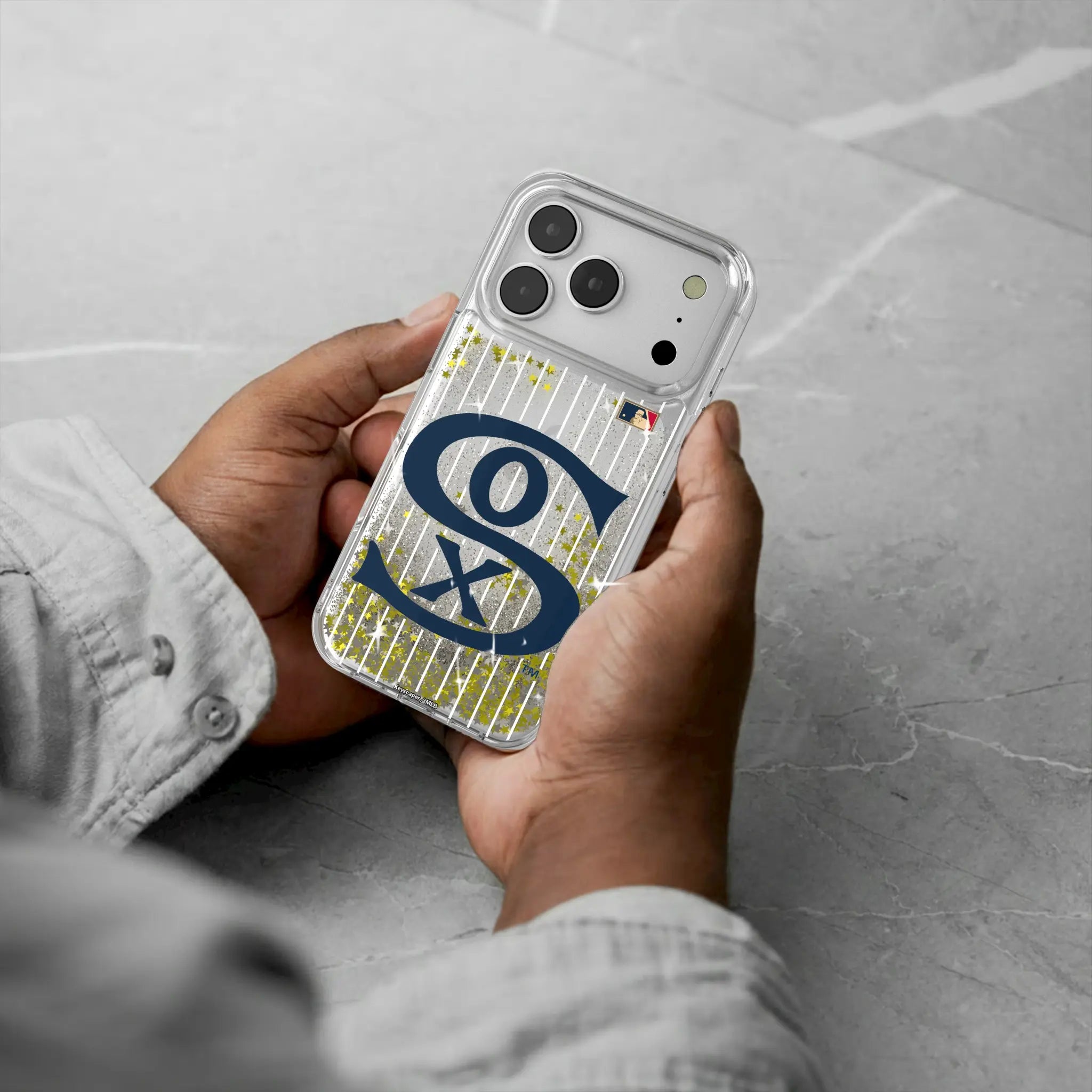 Chicago White Sox Road 1919-1921 - Cooperstown Collection Pinstripe iPhone Glitter Phone Case for Apple iPhone - Lifestyle