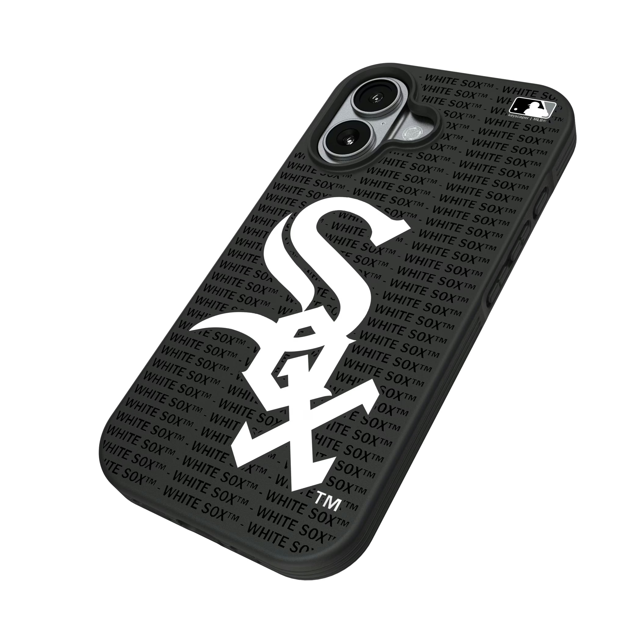 Chicago White Sox Text Backdrop iPhone Bump Phone Case for Apple iPhone - Isometric View#Device_iPhone 17