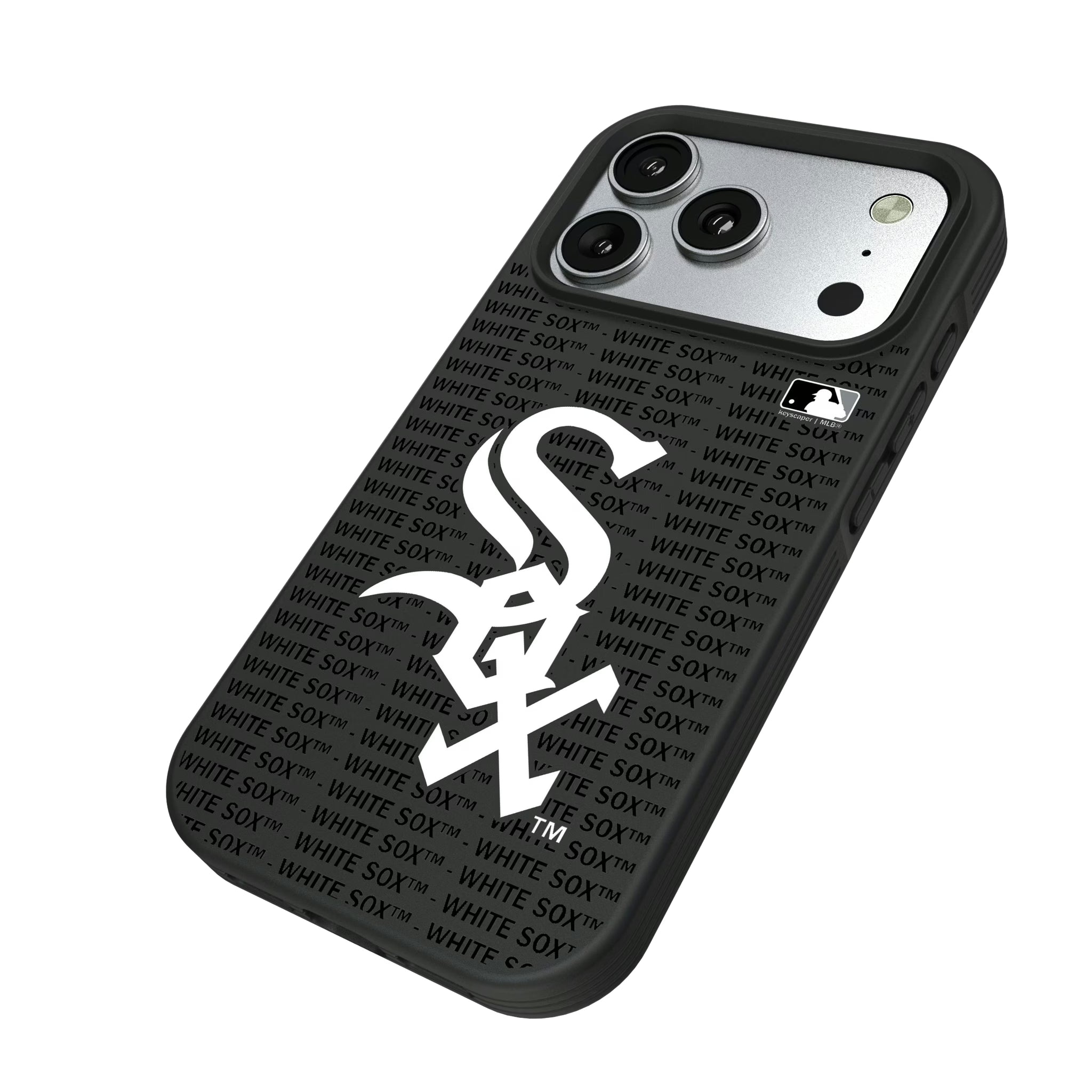 Chicago White Sox Text Backdrop iPhone Bump Phone Case for Apple iPhone - Isometric View#Device_iPhone 17 Pro