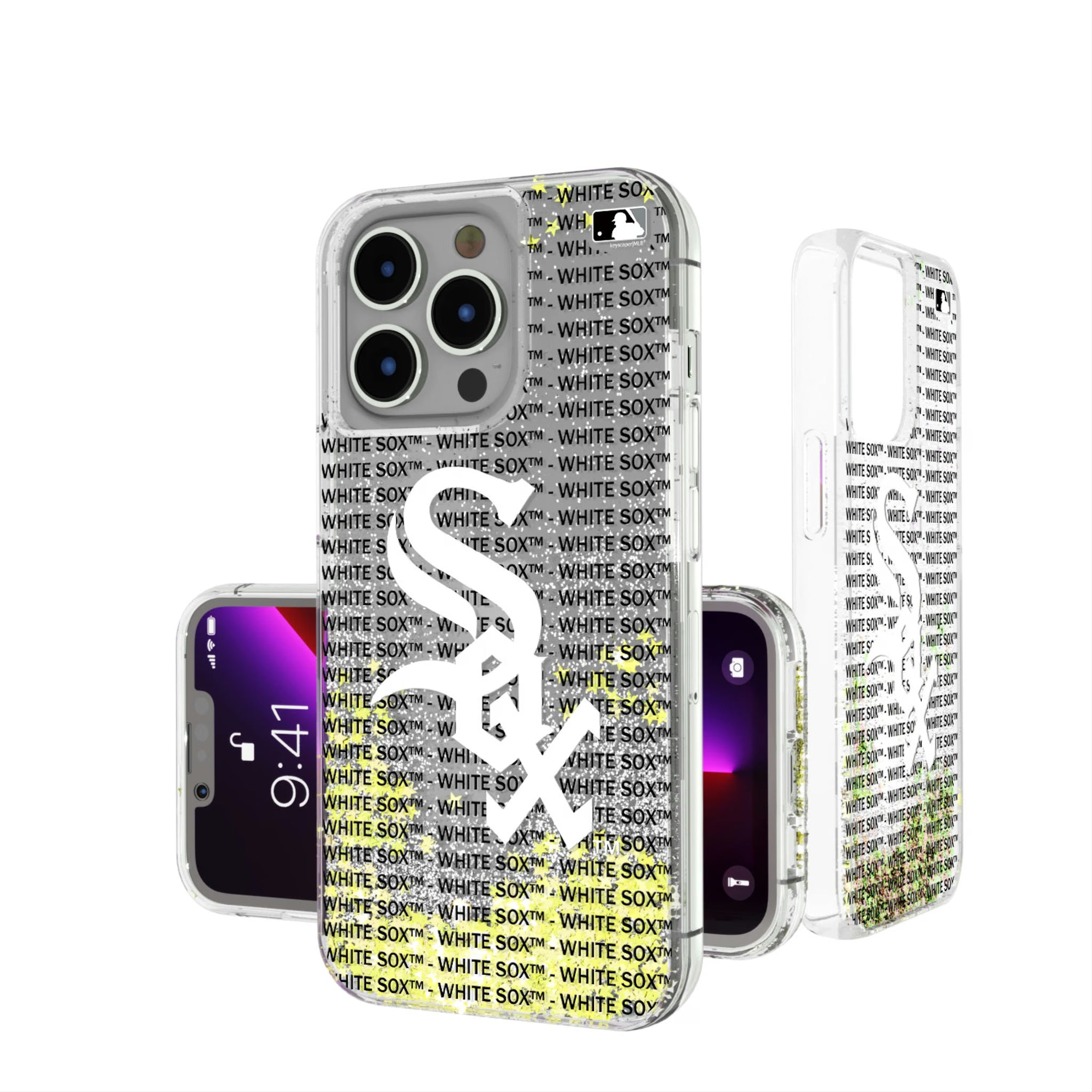 Chicago White Sox Text Backdrop iPhone Glitter Phone Case for Apple iPhone