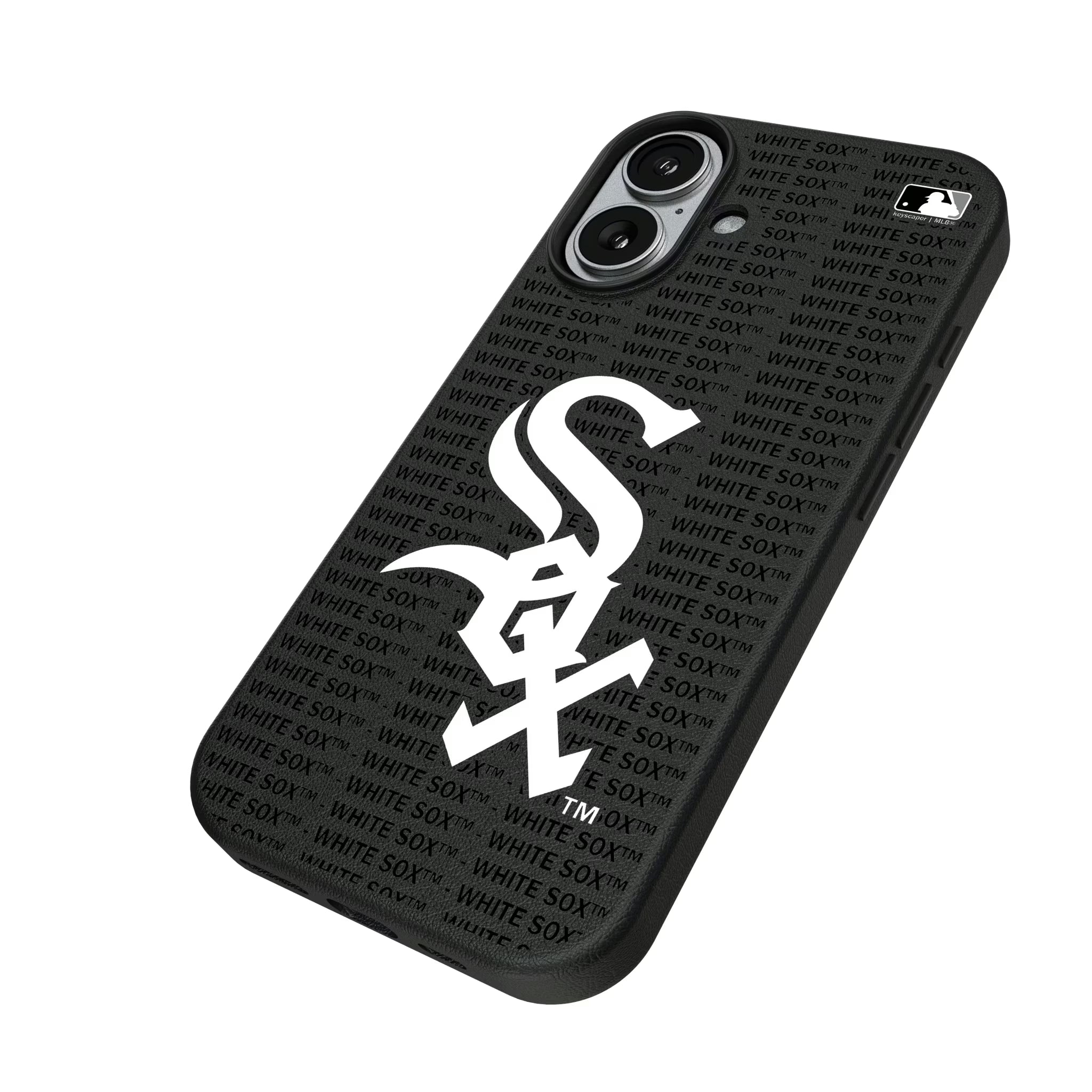 Chicago White Sox Text Backdrop iPhone MagSafe Compatible Phone Case for Apple iPhone - Isometric View#Device_iPhone 17
