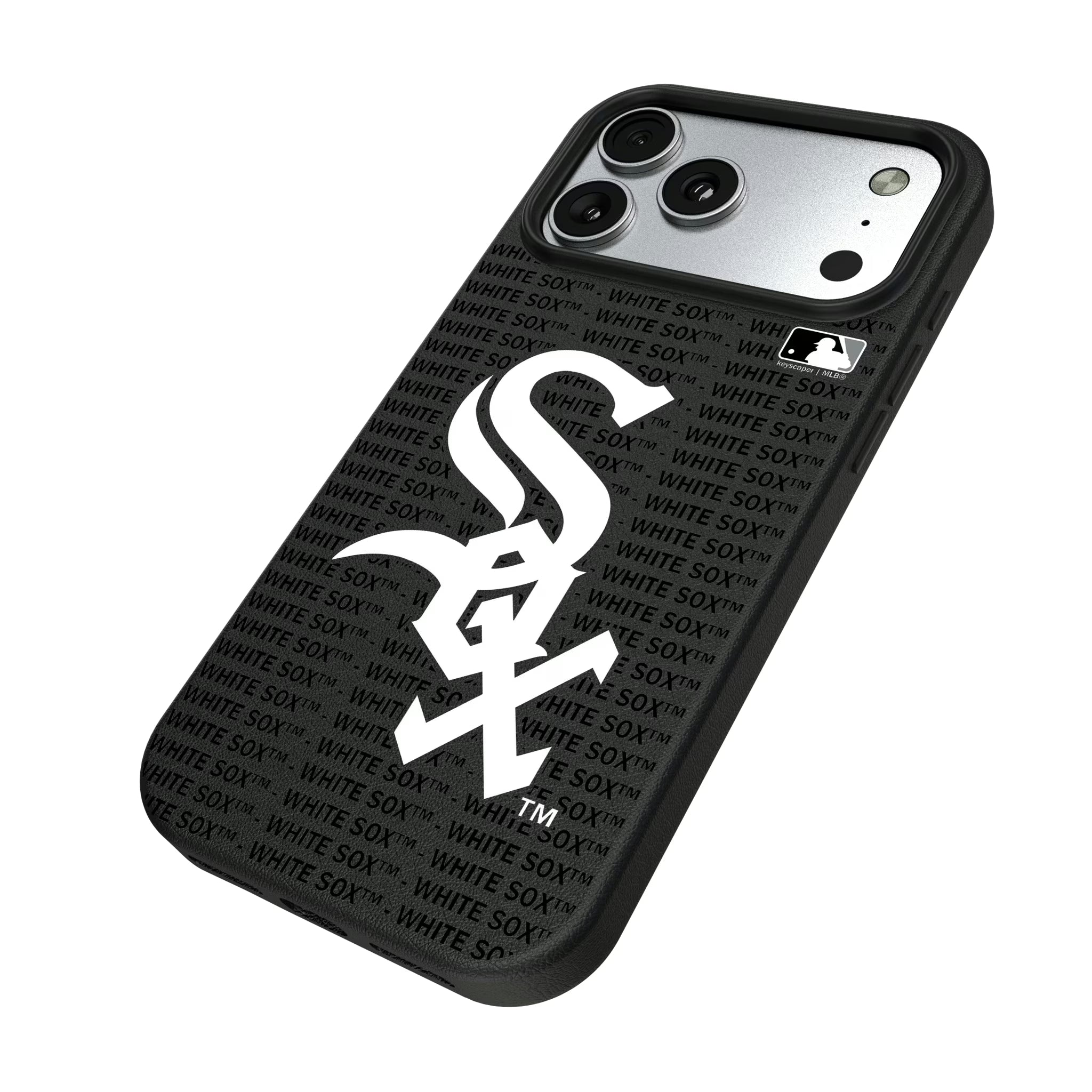 Chicago White Sox Text Backdrop iPhone MagSafe Compatible Phone Case for Apple iPhone - Isometric View#Device_iPhone 17 Pro Max