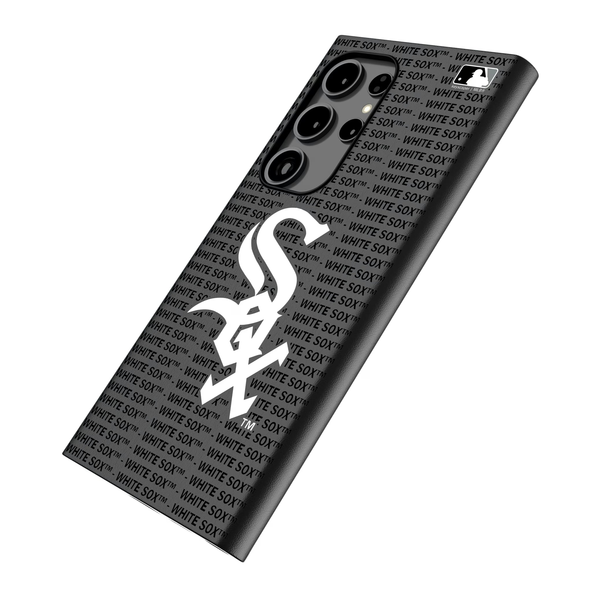 Chicago White Sox Text Backdrop Galaxy MagSafe Compatible Phone Case for Samsung Galaxy - Isometric View