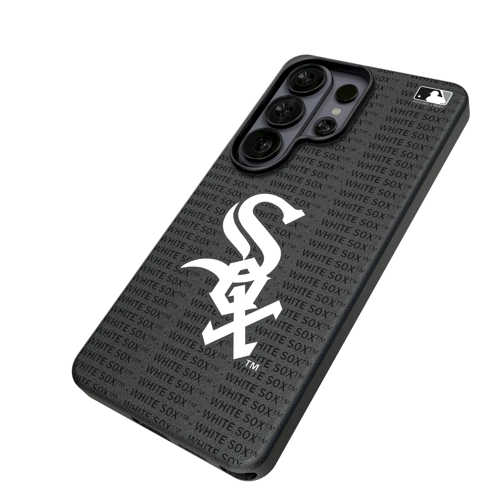 Chicago White Sox Text Backdrop Galaxy MagSafe Compatible Phone Case for Samsung Galaxy - Isometric View#Device_Galaxy S26 Ultra