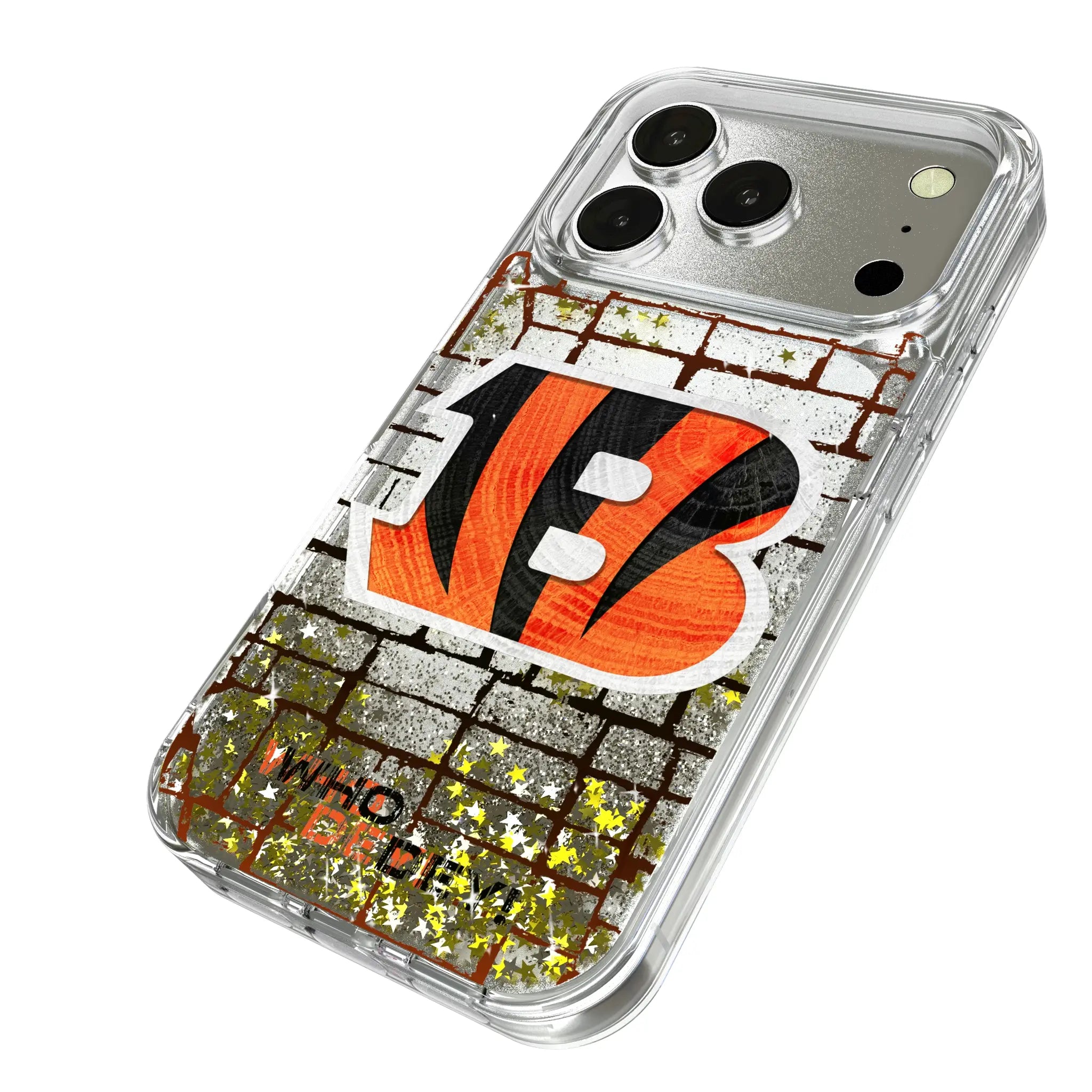 Cincinnati Bengals Brick iPhone Glitter Phone Case for Apple iPhone - Isometric View
