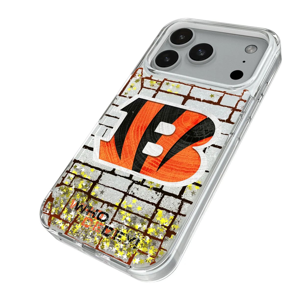 Cincinnati Bengals Brick iPhone Glitter Phone Case for Apple iPhone - Isometric View#Device_iPhone 18 Pro