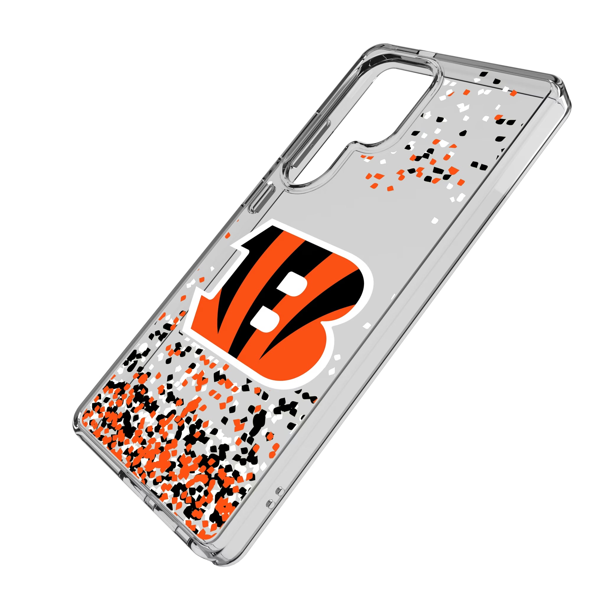 Cincinnati Bengals Confetti Galaxy Clear Phone Case for Samsung Galaxy - Isometric View
