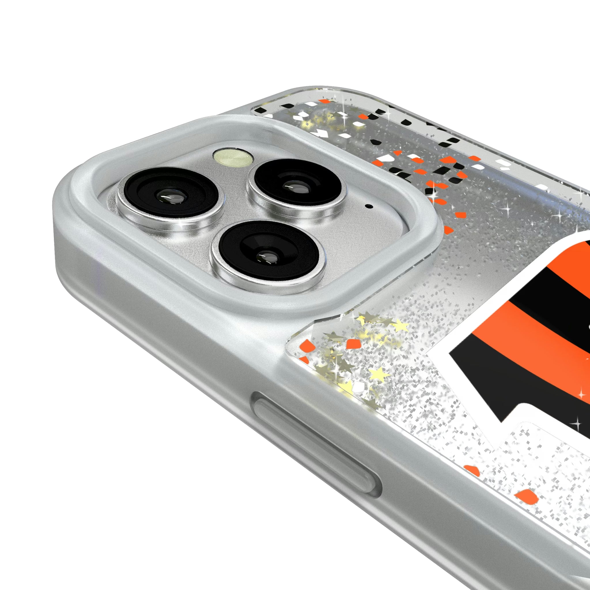 Cincinnati Bengals Confetti iPhone Glitter Phone Case for Apple iPhone - Detail#Device_iPhone 16 Pro