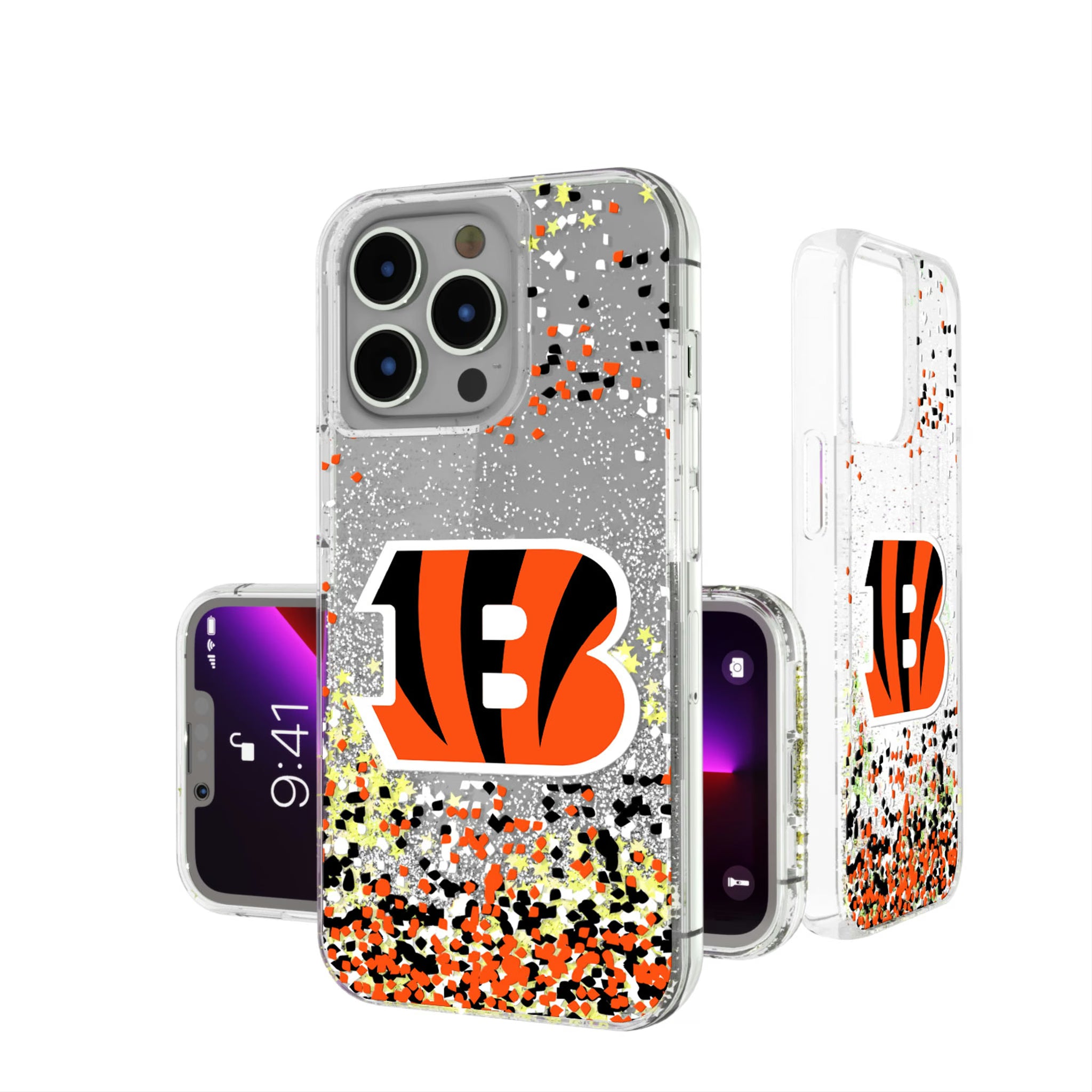 Cincinnati Bengals Confetti iPhone Glitter Phone Case for Apple iPhone