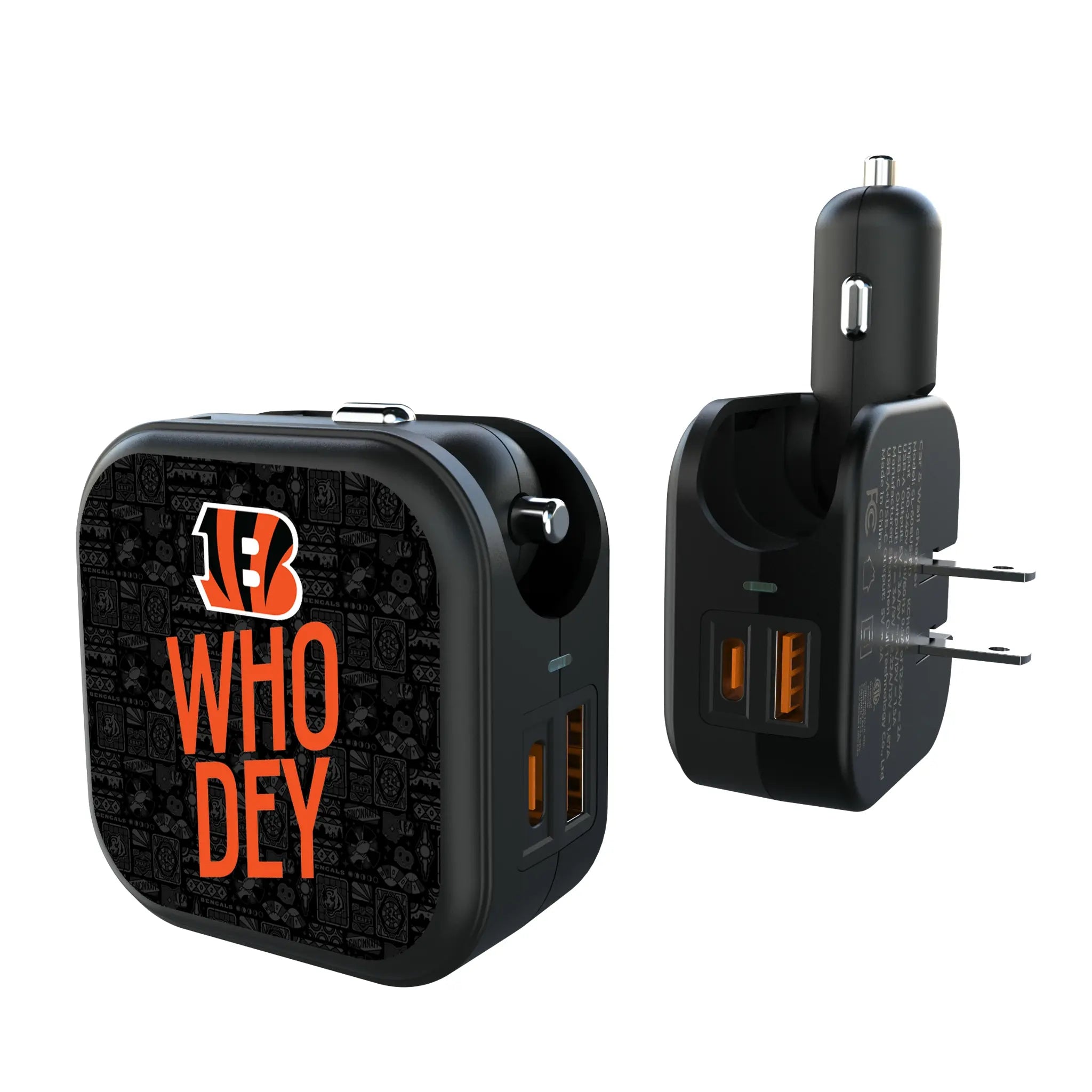 Cincinnati Bengals Deco 2 in 1 USB A/C Charger