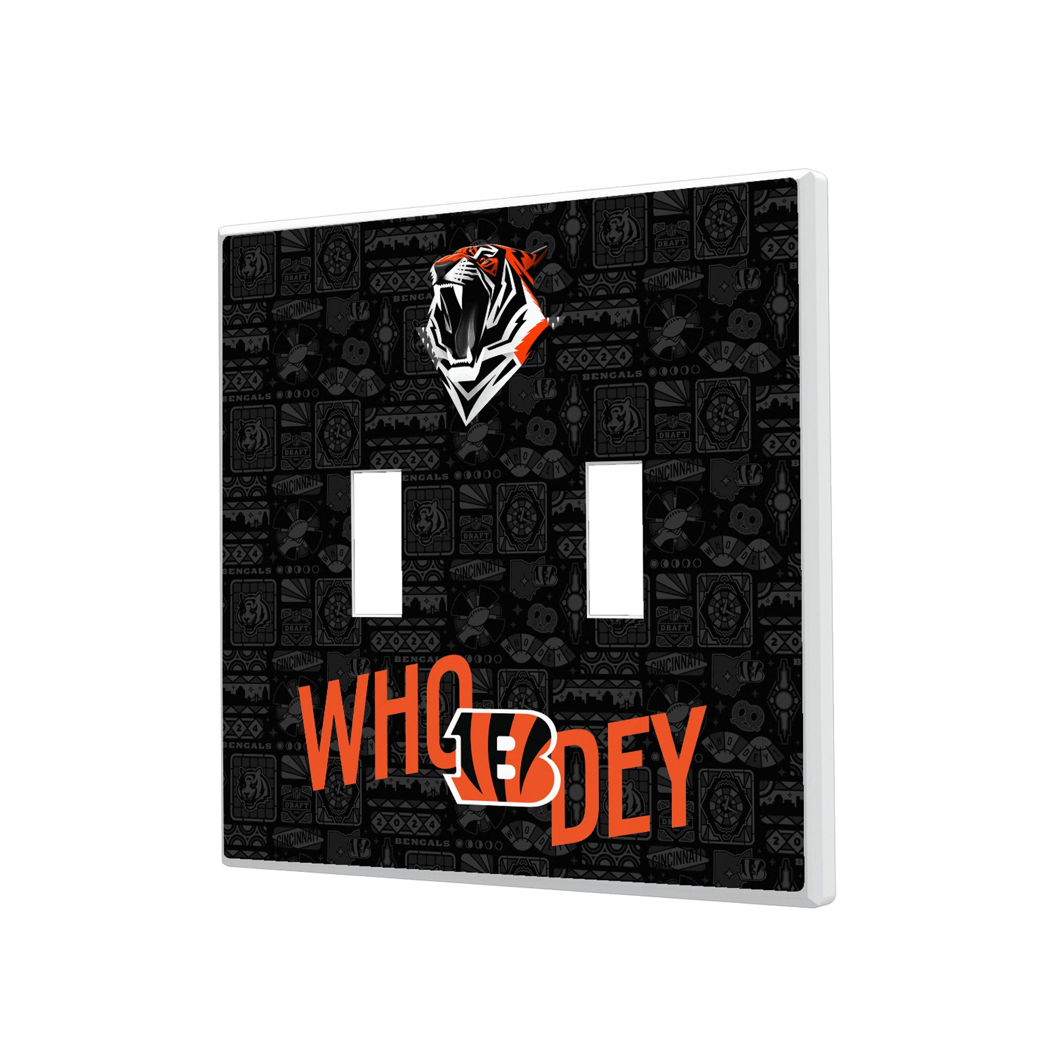 Cincinnati Bengals Deco Hidden-Screw Light Switch Plate#Style_Double Toggle