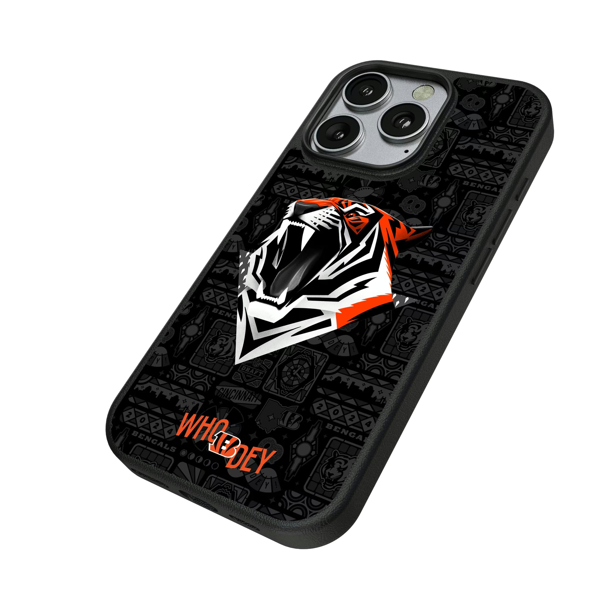 Cincinnati Bengals Deco iPhone MagSafe Compatible Phone Case for Apple iPhone - Isometric View