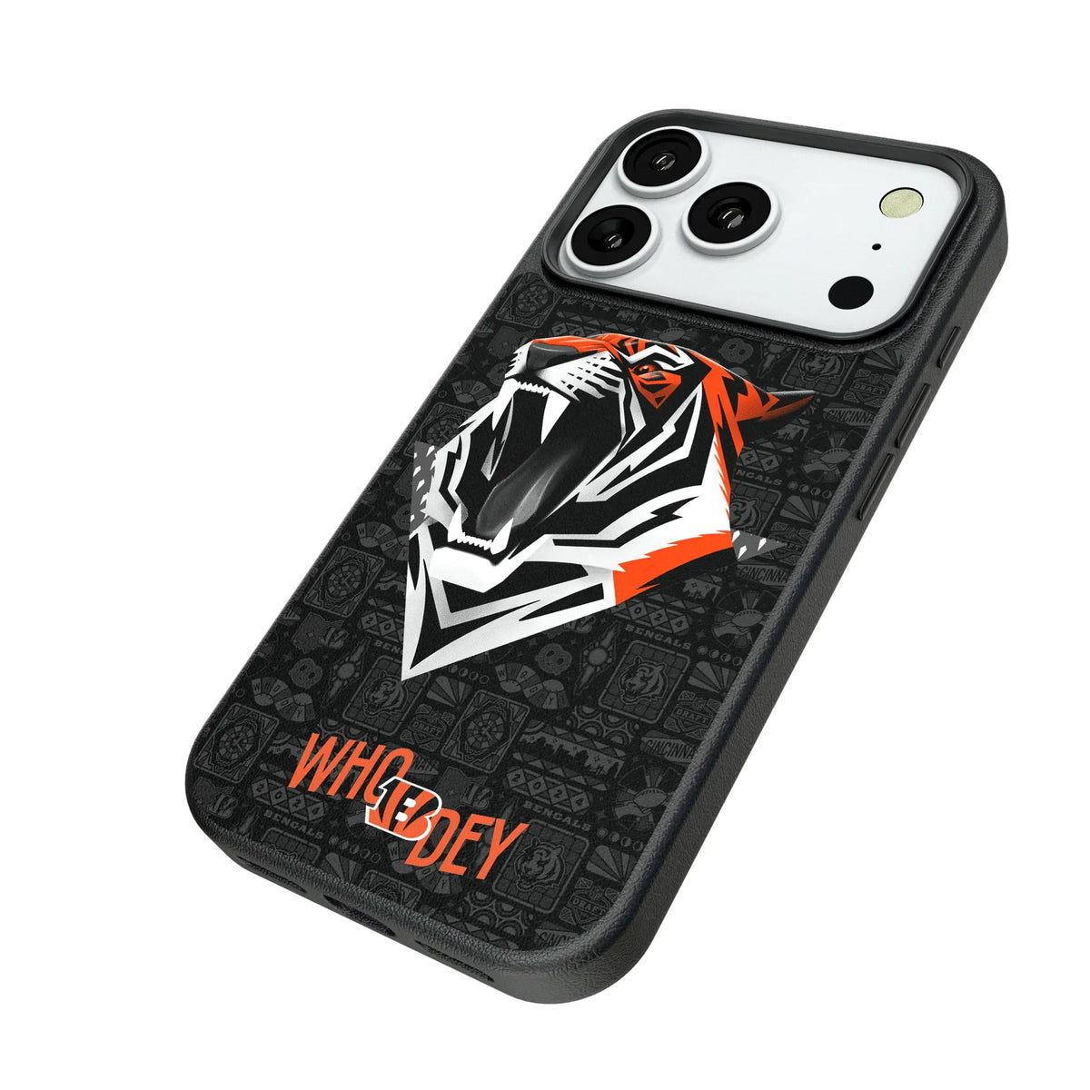 Cincinnati Bengals Deco iPhone MagSafe Compatible Phone Case for Apple iPhone - Isometric View#Device_iPhone 18 Pro
