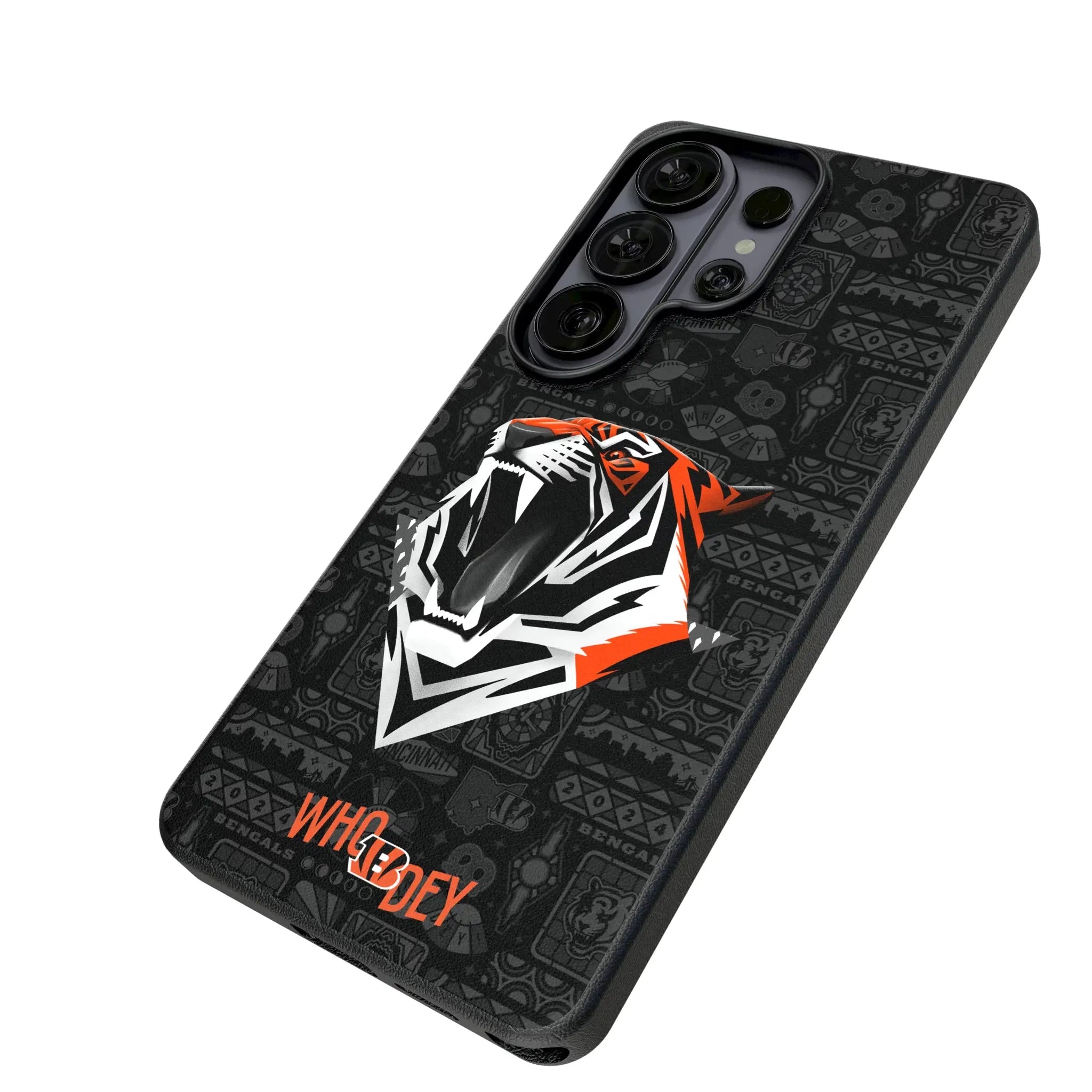 Cincinnati Bengals Deco Galaxy MagSafe Compatible Phone Case for Samsung Galaxy - Isometric View#Device_Galaxy S26 Ultra