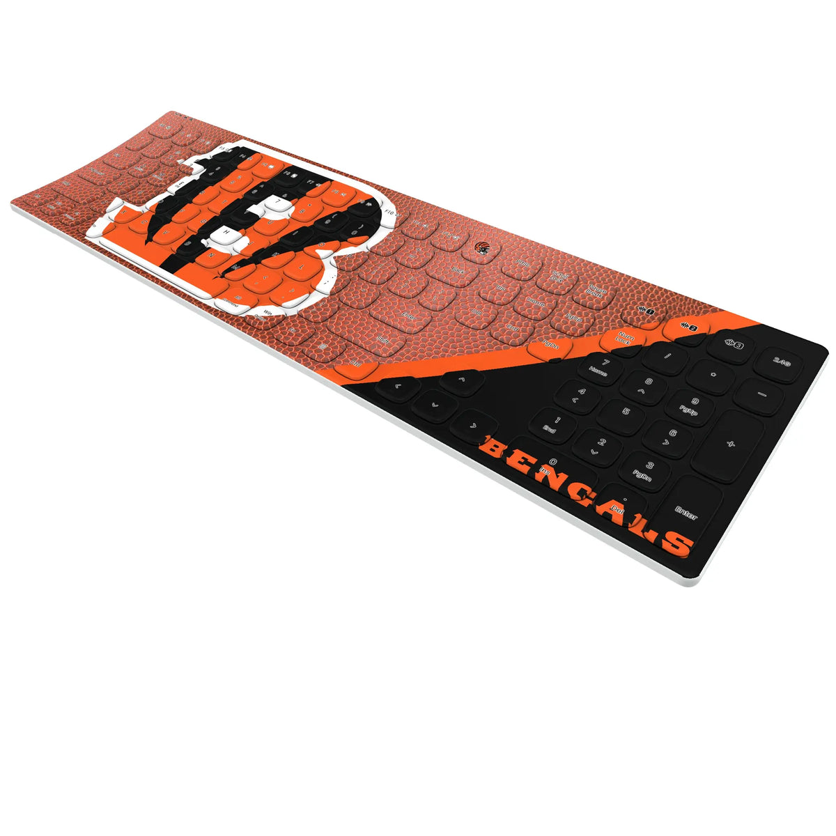 Cincinnati Bengals Football KKB605 Curved Wireless Keyboard - Isometric View