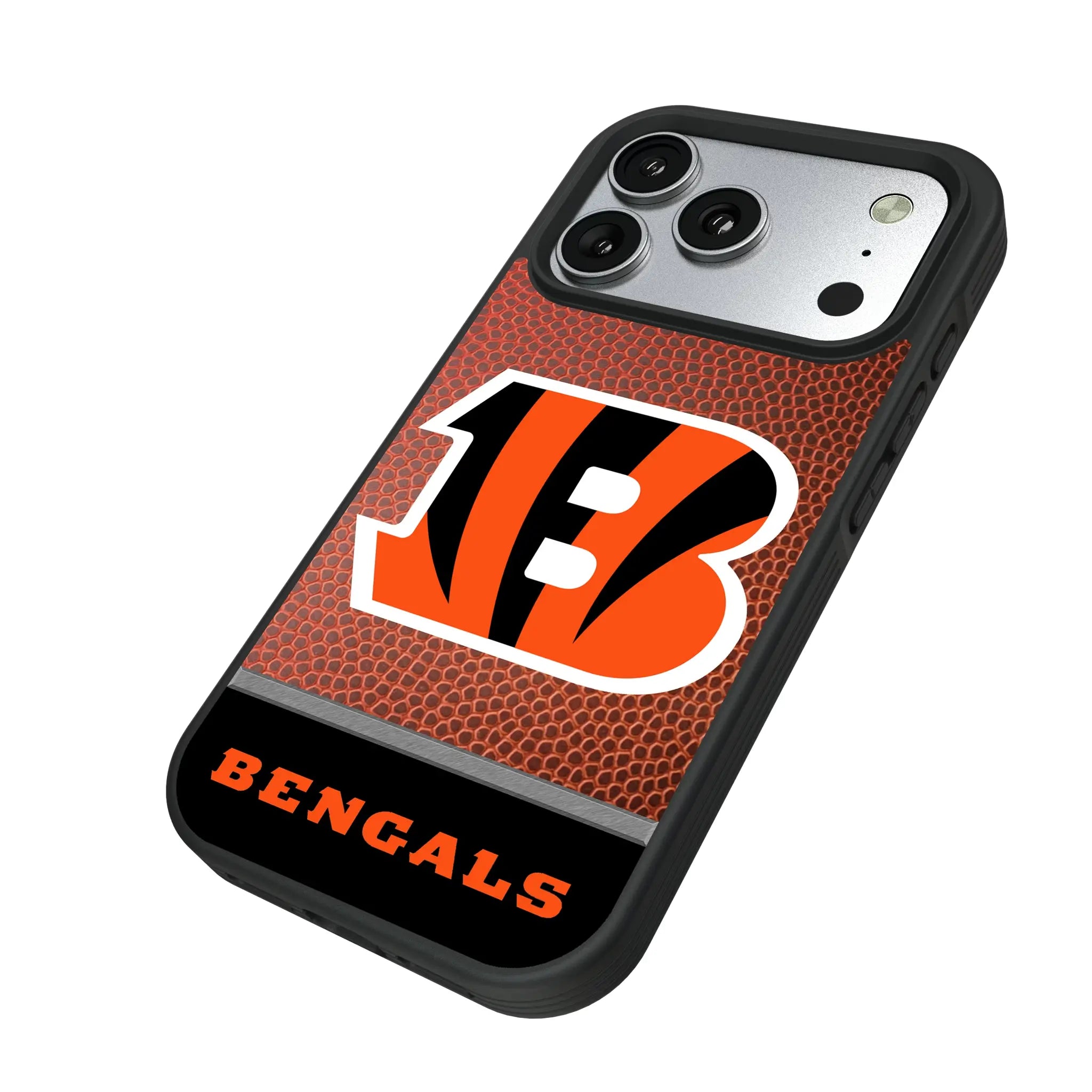 Cincinnati Bengals Football Wordmark iPhone Bump Phone Case for Apple iPhone - Isometric View#Device_iPhone 17 Pro