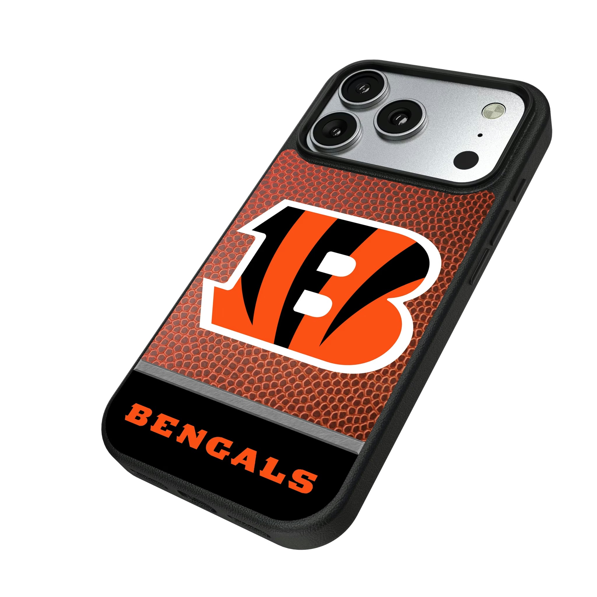 Cincinnati Bengals Football Wordmark iPhone MagSafe Compatible Phone Case for Apple iPhone - Isometric View#Device_iPhone 17 Pro