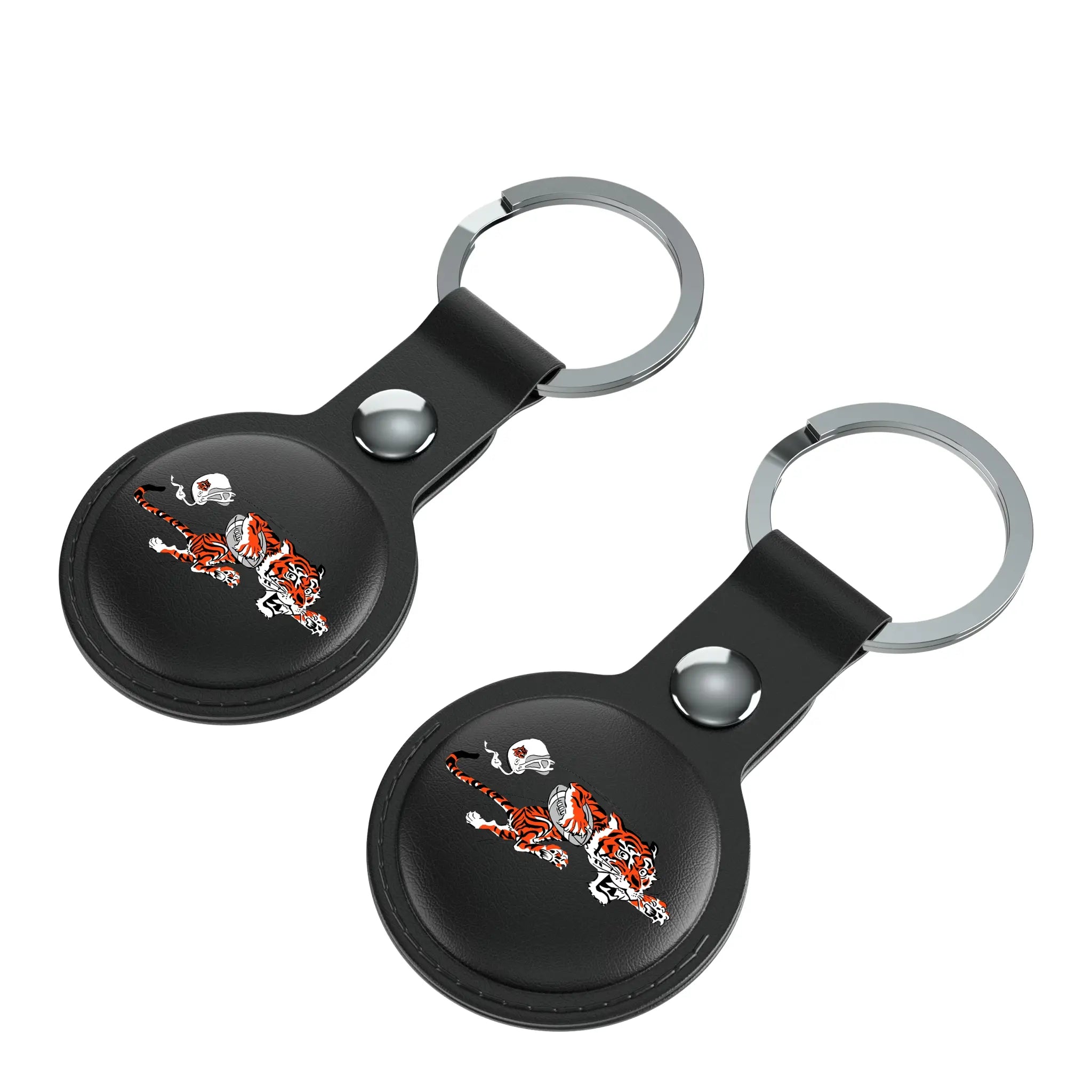 Cincinnati Bengals Historic Collection Insignia AirTag Black Airtag Holder 2-Pack - Isometric View