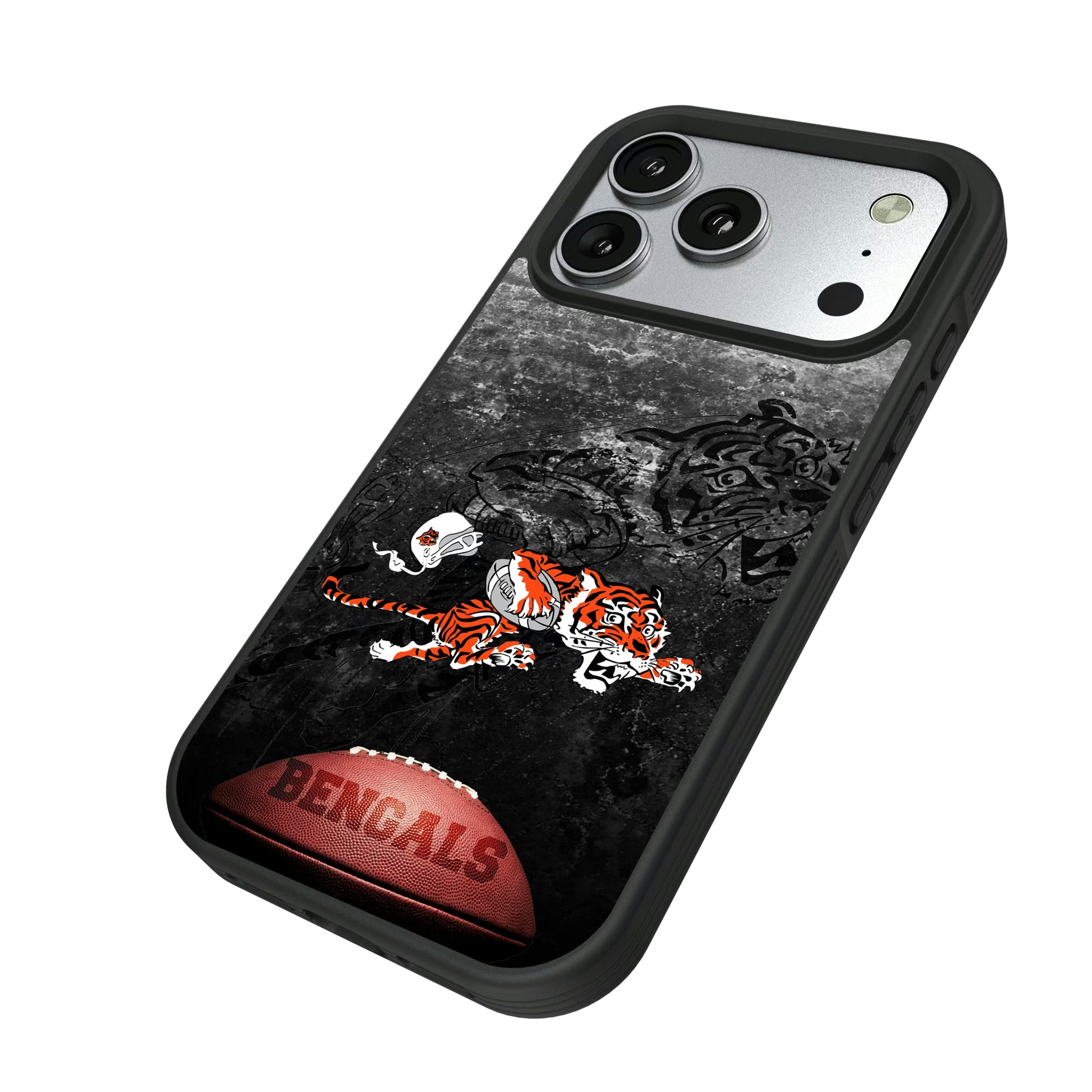 Cincinnati Bengals Historic Collection Legendary iPhone Bump Phone Case for Apple iPhone - Isometric View#Device_iPhone 17 Pro