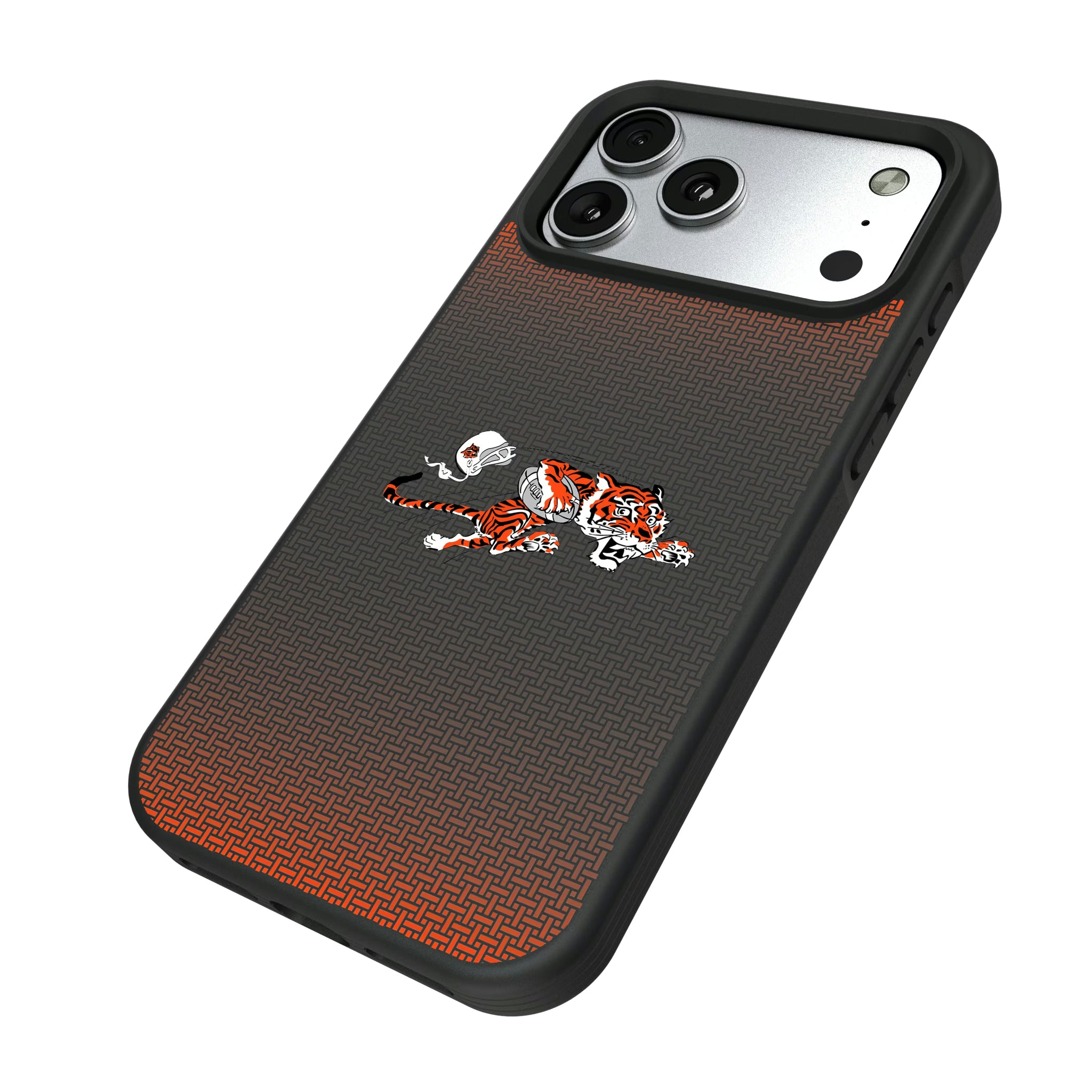 Cincinnati Bengals Historic Collection Linen iPhone Bump Phone Case for Apple iPhone - Isometric View#Device_iPhone 17 Pro Max