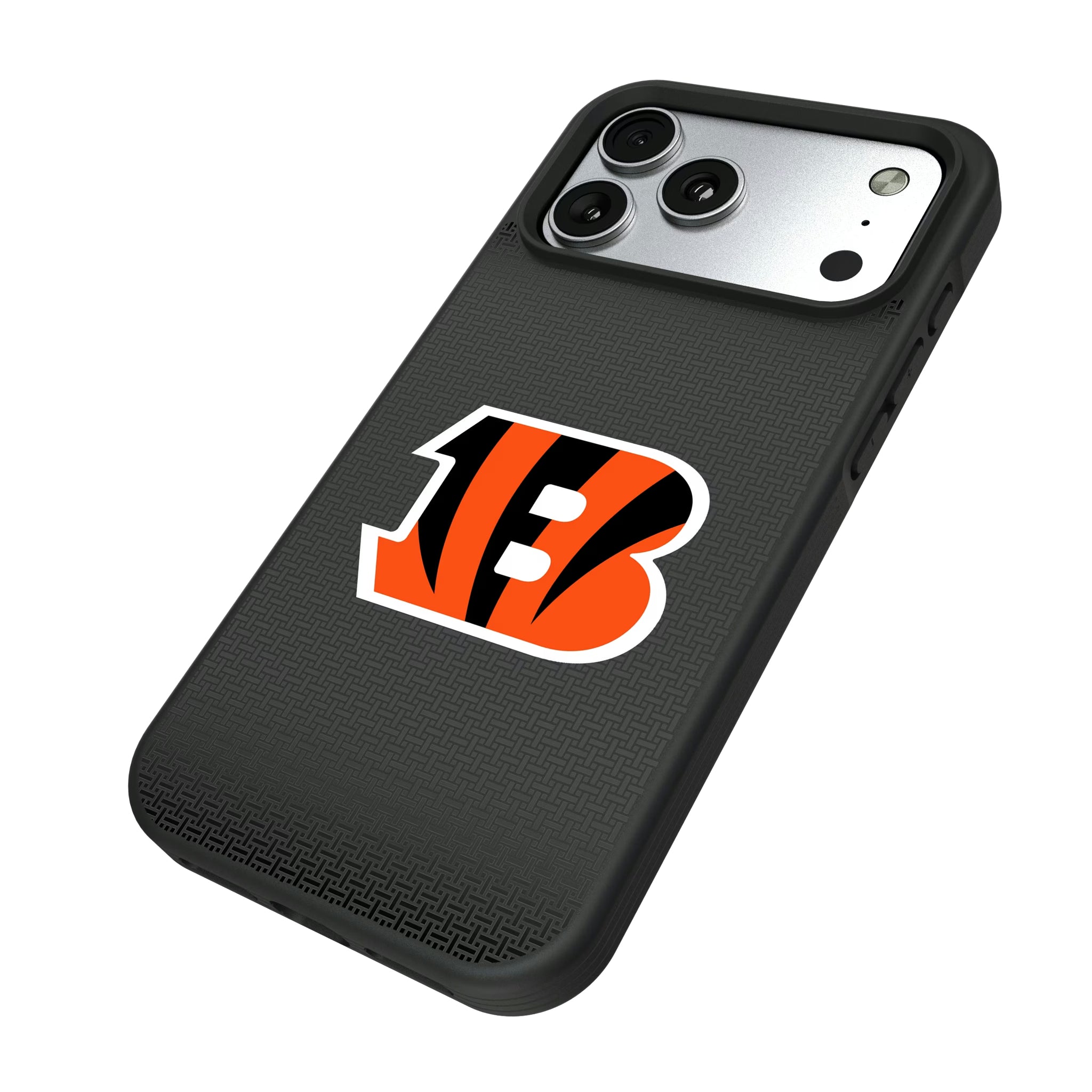 Cincinnati Bengals Linen iPhone Bump Phone Case for Apple iPhone - Isometric View#Device_iPhone 17 Pro Max