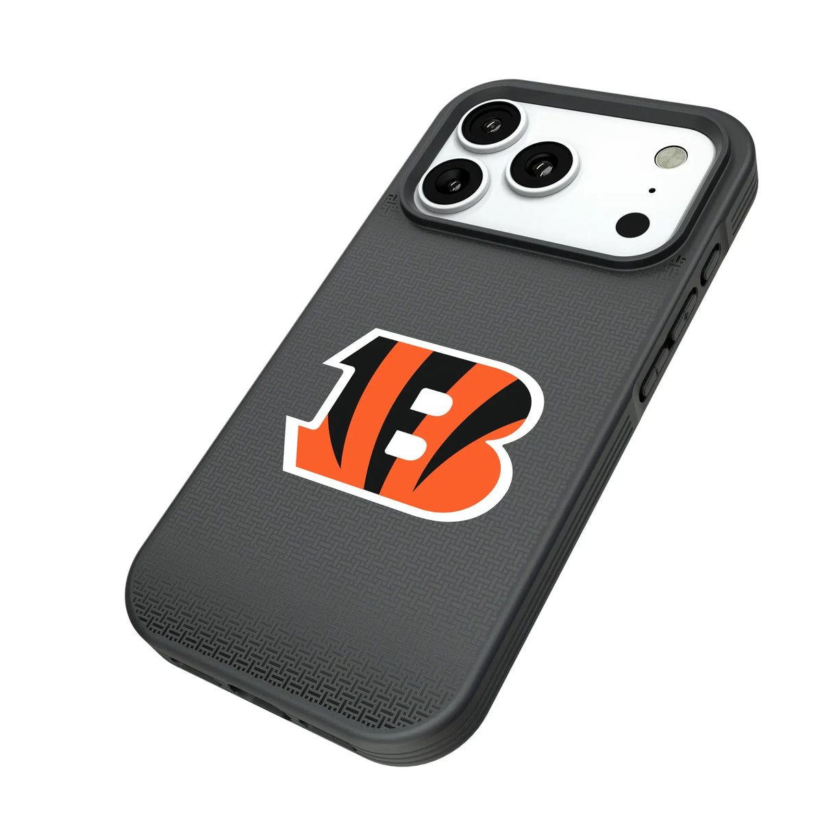 Cincinnati Bengals Linen iPhone Bump Phone Case for Apple iPhone - Isometric View#Device_iPhone 18 Pro