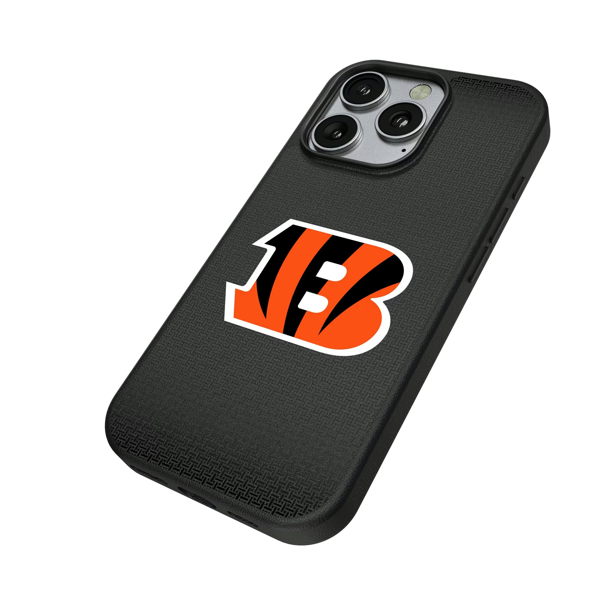 Cincinnati Bengals Linen iPhone MagSafe Compatible Phone Case for Apple iPhone - Isometric View