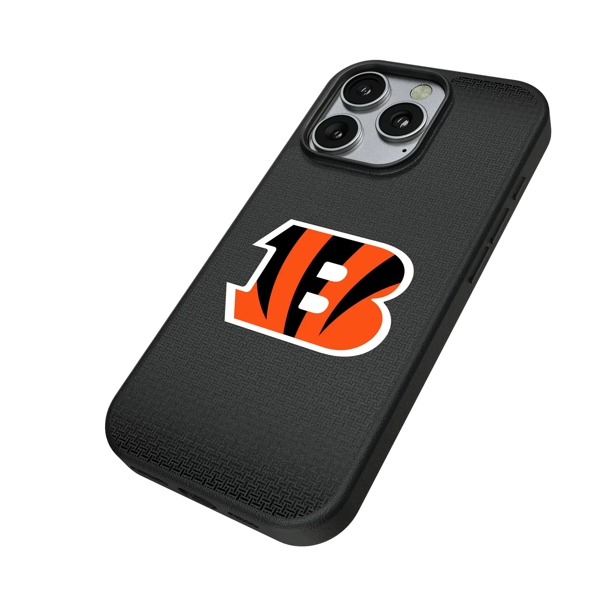 Cincinnati Bengals Linen iPhone MagSafe Compatible Phone Case for Apple iPhone - Isometric View