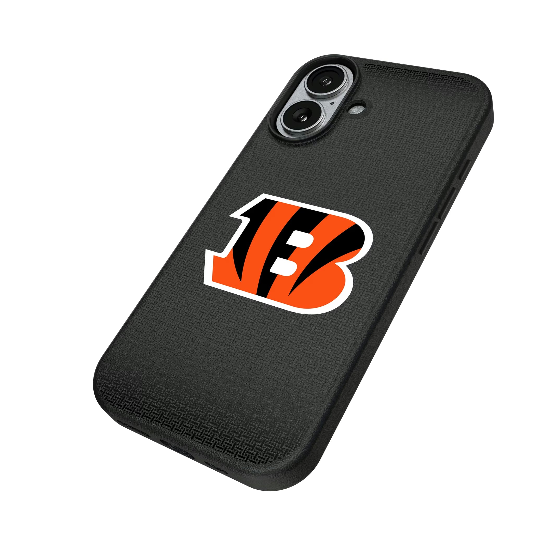 Cincinnati Bengals Linen iPhone MagSafe Compatible Phone Case for Apple iPhone - Isometric View#Device_iPhone 17