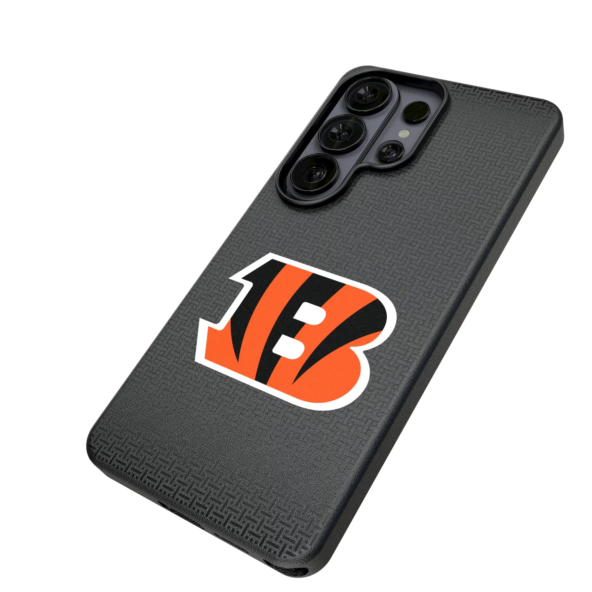 Cincinnati Bengals Linen Galaxy MagSafe Compatible Phone Case for Samsung Galaxy - Isometric View#Device_Galaxy S26 Ultra