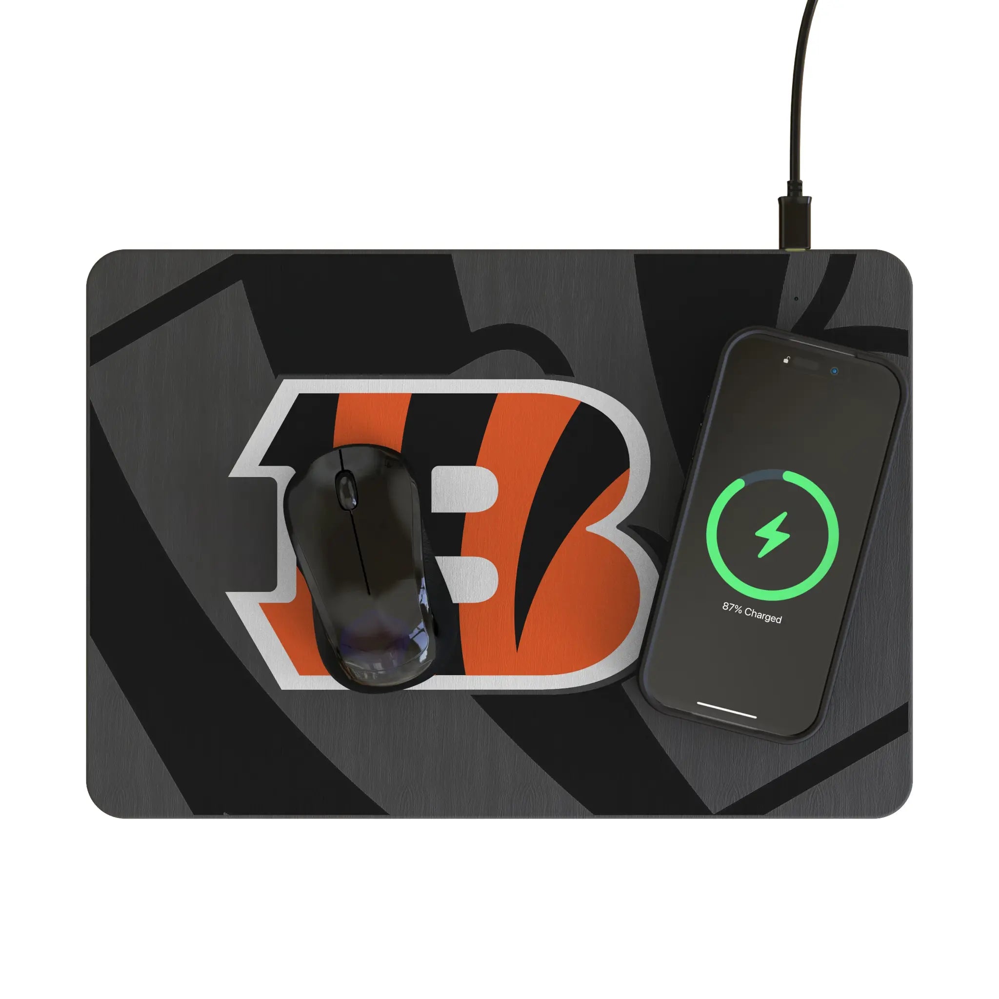 Cincinnati Bengals Monocolor Tilt 15-Watt Wireless Charger and Mouse Pad - Lifestyle