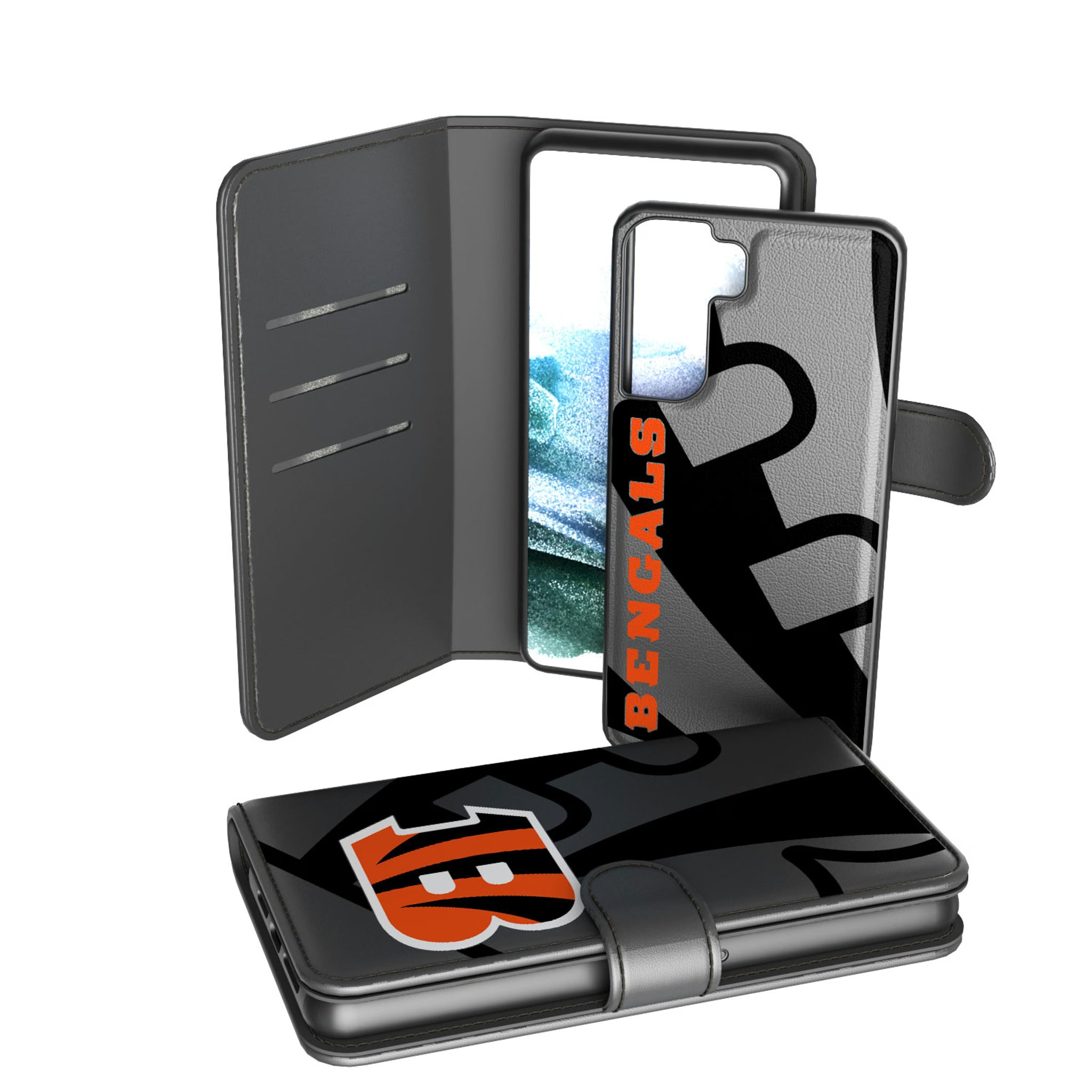 Cincinnati Bengals Monocolor Tilt Galaxy Wallet Phone Case for Samsung Galaxy