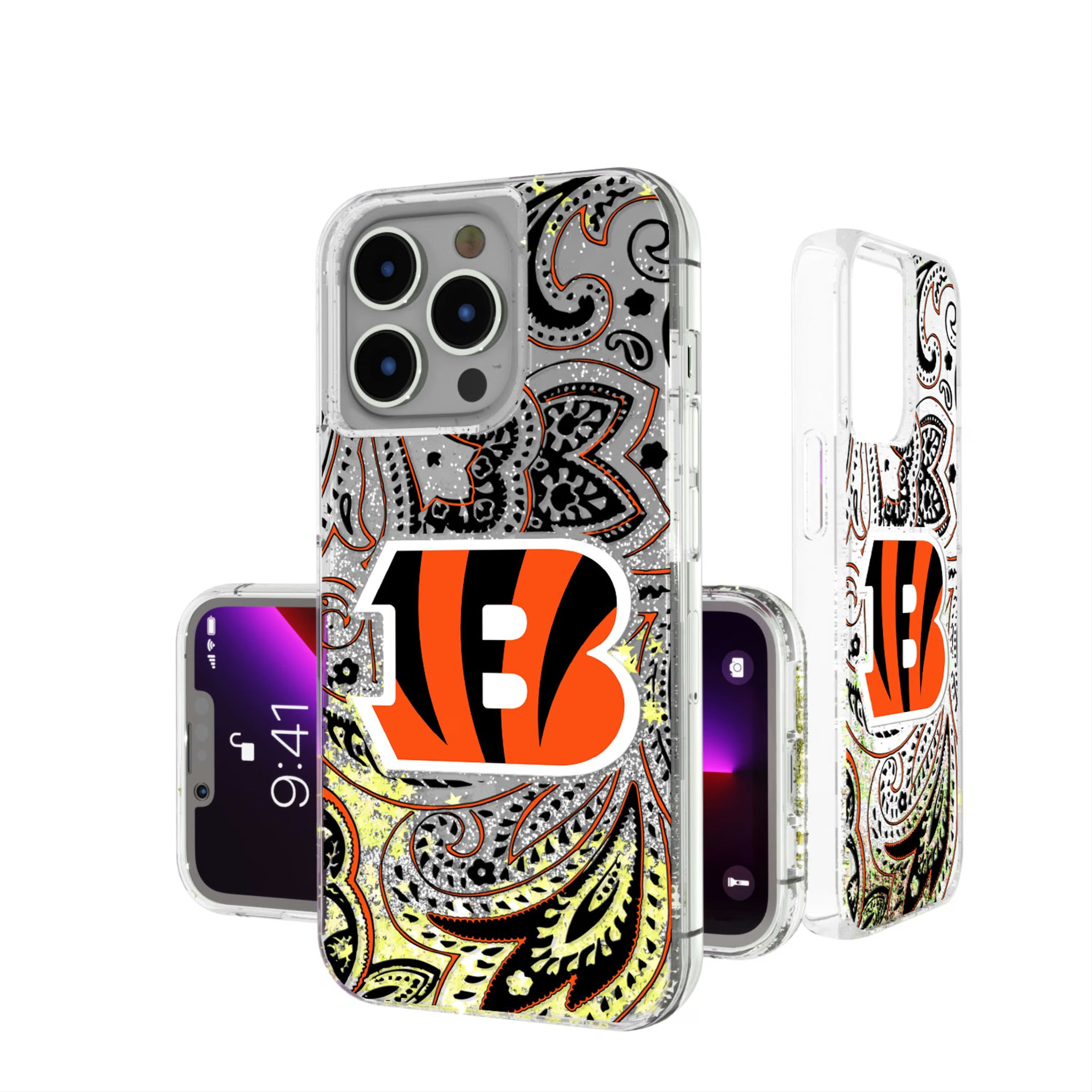 Cincinnati Bengals Paisley iPhone Glitter Phone Case for Apple iPhone