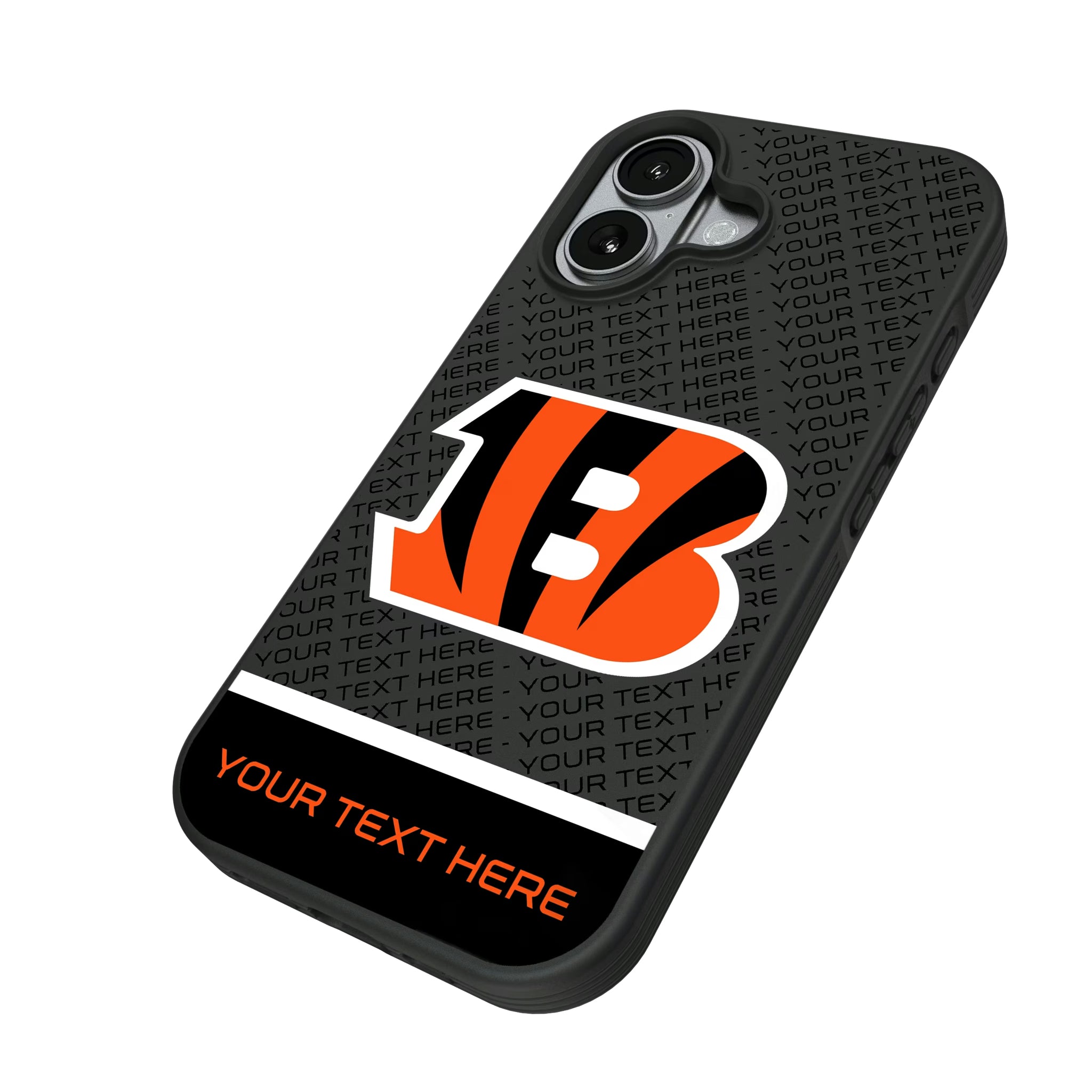 Cincinnati Bengals Personalized EndZone Plus iPhone Bump Phone Case for Apple iPhone - Isometric View#Device_iPhone 17