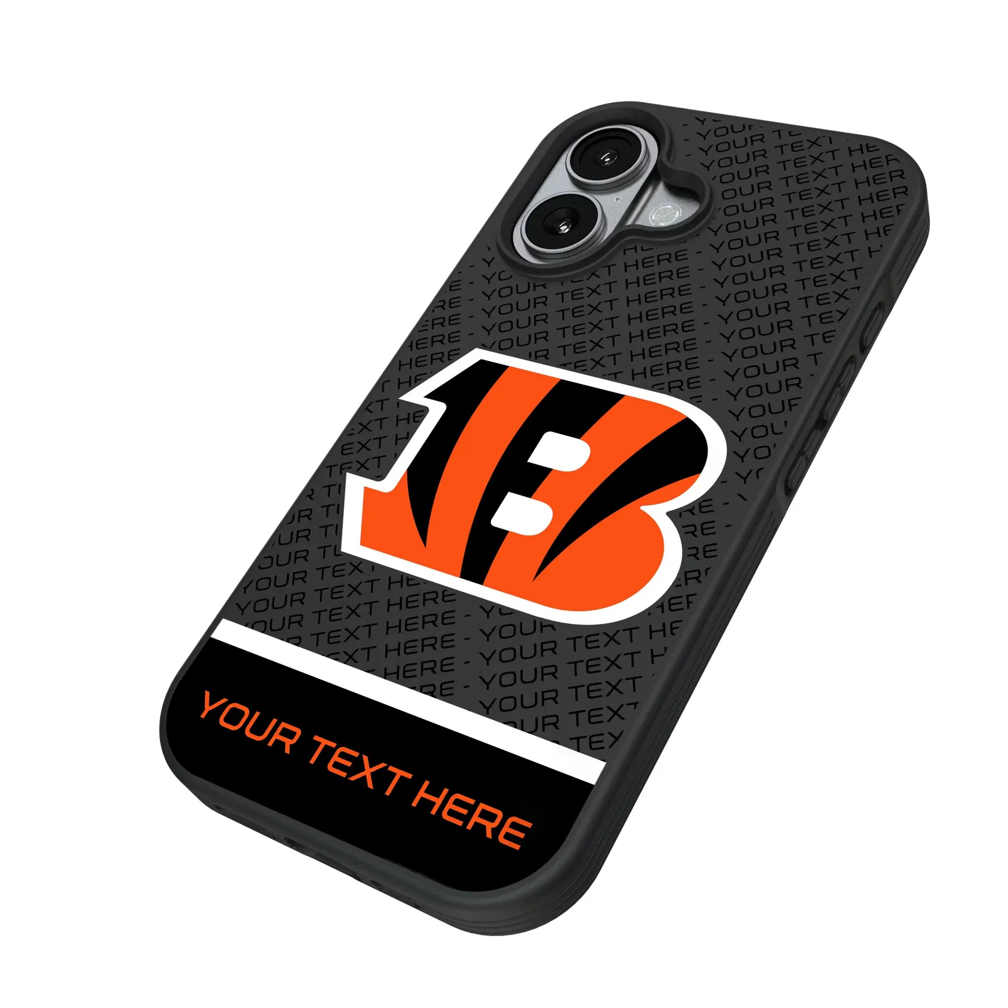 Cincinnati Bengals Personalized EndZone Plus iPhone Bump Phone Case for Apple iPhone - Isometric View#Device_iPhone 17