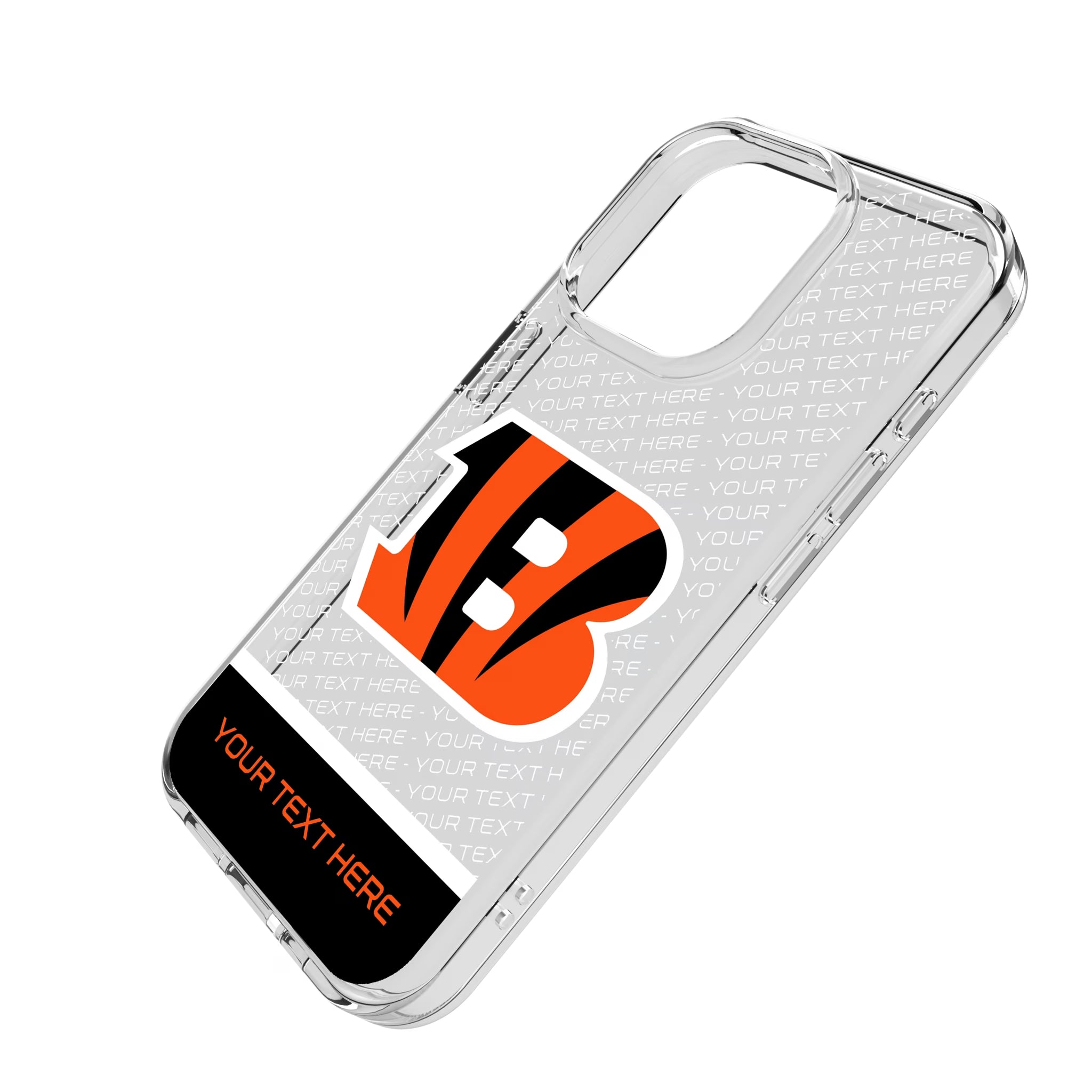 Cincinnati Bengals Personalized EndZone Plus iPhone Clear Phone Case for Apple iPhone - Isometric View