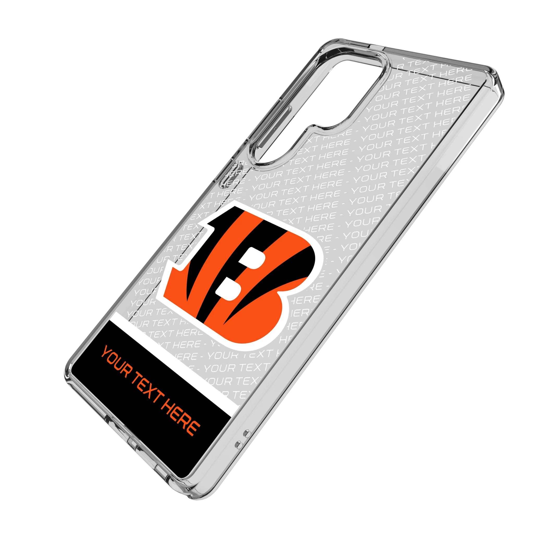Cincinnati Bengals Personalized EndZone Plus Galaxy Clear Phone Case for Samsung Galaxy - Isometric View