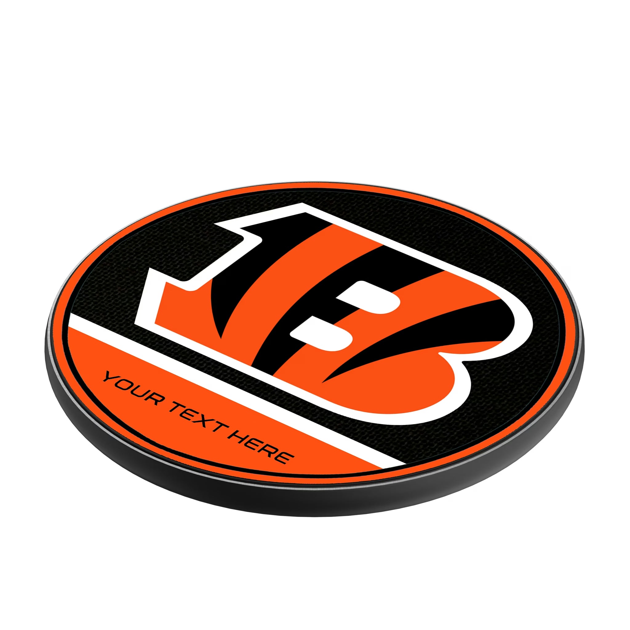 Cincinnati Bengals Personalized Endzone Solid 15-Watt Wireless Charger - Isometric View