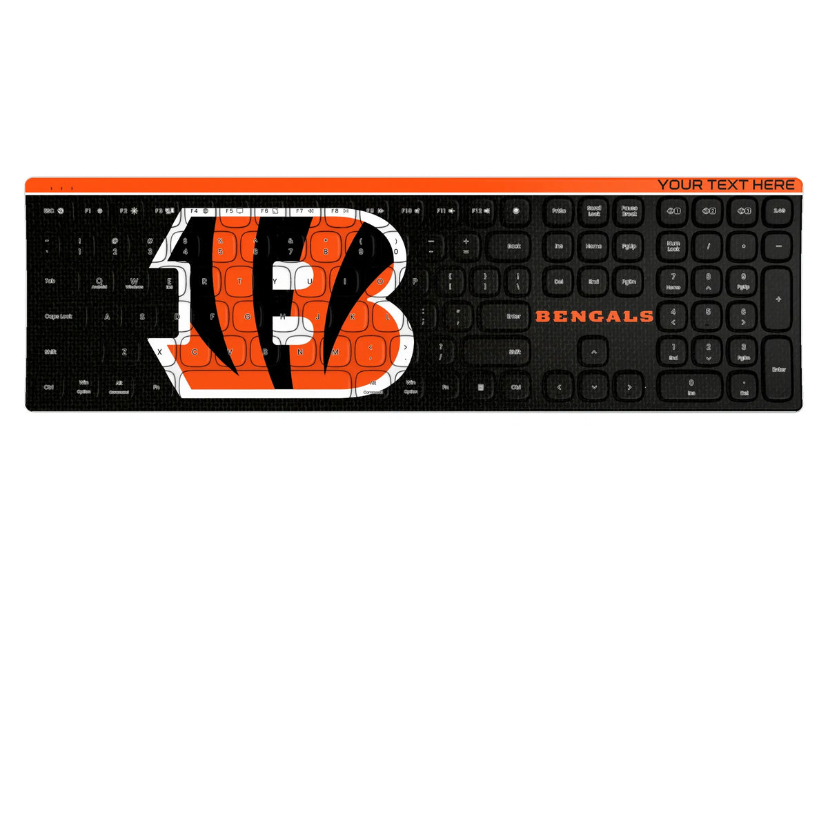 Cincinnati Bengals Personalized Endzone Solid KKB605 Curved Wireless Keyboard