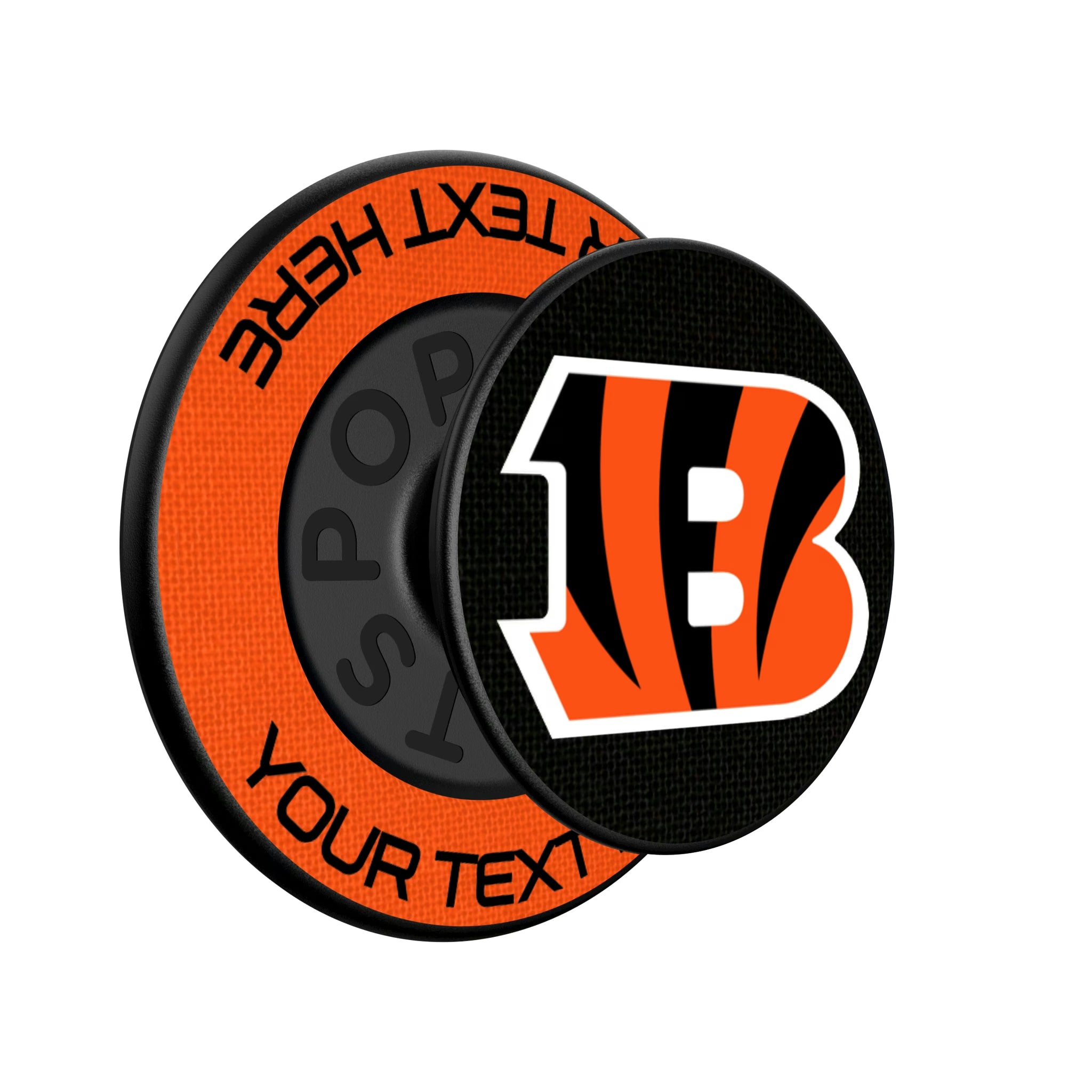 Cincinnati Bengals Personalized Endzone Solid Popsockets Round Magnetic - Isometric View