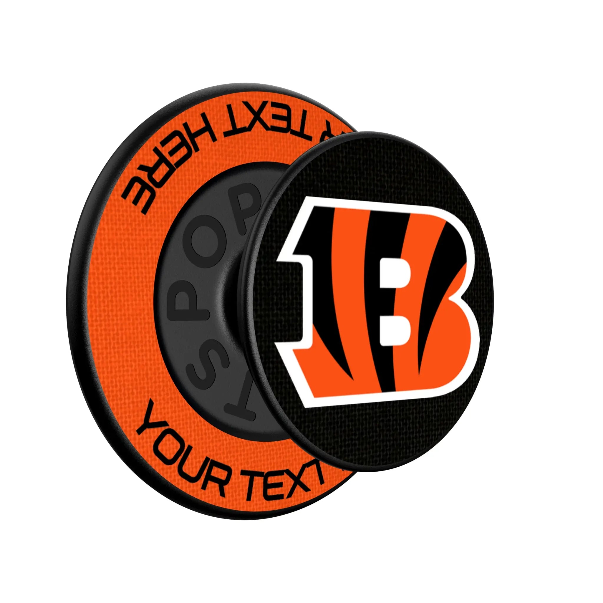 Cincinnati Bengals Personalized Endzone Solid Popsockets Round Magnetic - Isometric View