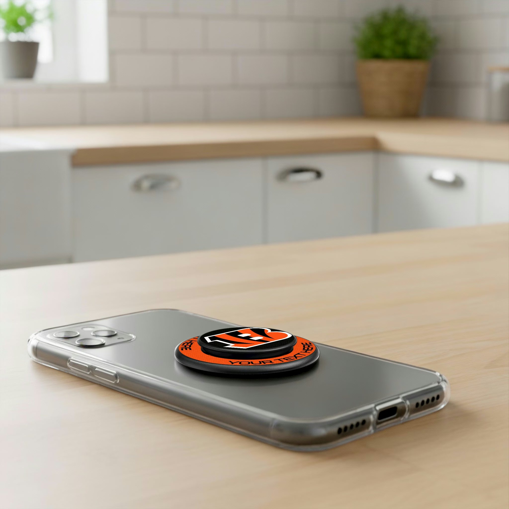 Cincinnati Bengals Personalized Endzone Solid Popsockets Round Magnetic - Lifestyle